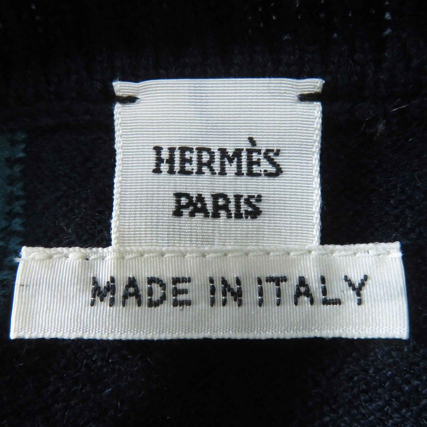 HERMES knit 3H2608DD Main: 100% cashmere Dark Navy Green BRIDES de GALA Tartan ceremonial bridle Women 38 Used