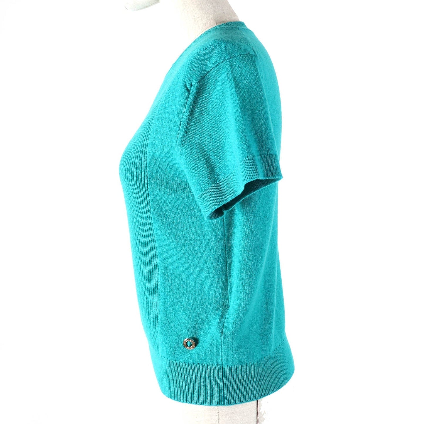 HERMES Short sleeve knit 4E2600D1 Main: 100% cashmere Emerald green Women 38 Used