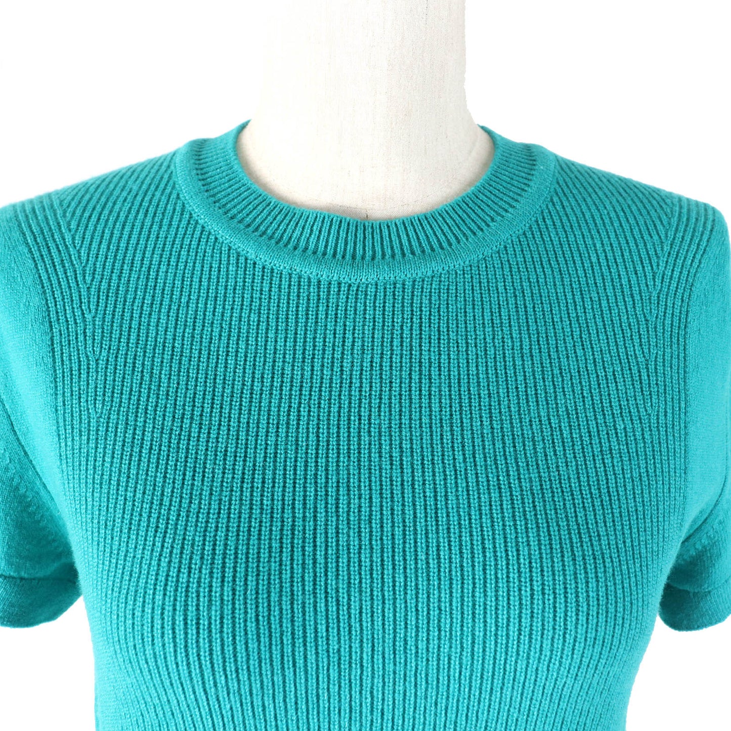 HERMES Short sleeve knit 4E2600D1 Main: 100% cashmere Emerald green Women 38 Used