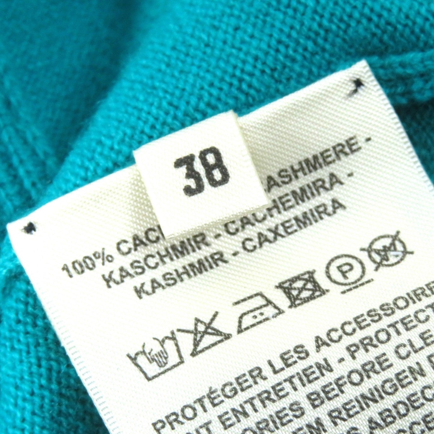 HERMES Short sleeve knit 4E2600D1 Main: 100% cashmere Emerald green Women 38 Used