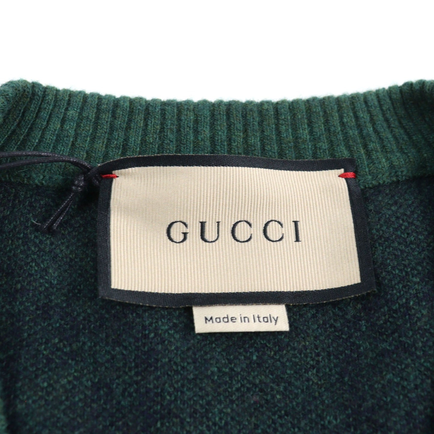 GUCCI knit 678942 Main: 100% wool, part: 94% wool, part: 5% nylon, part: 1% polyurethane Green type All-over pattern mens M Used