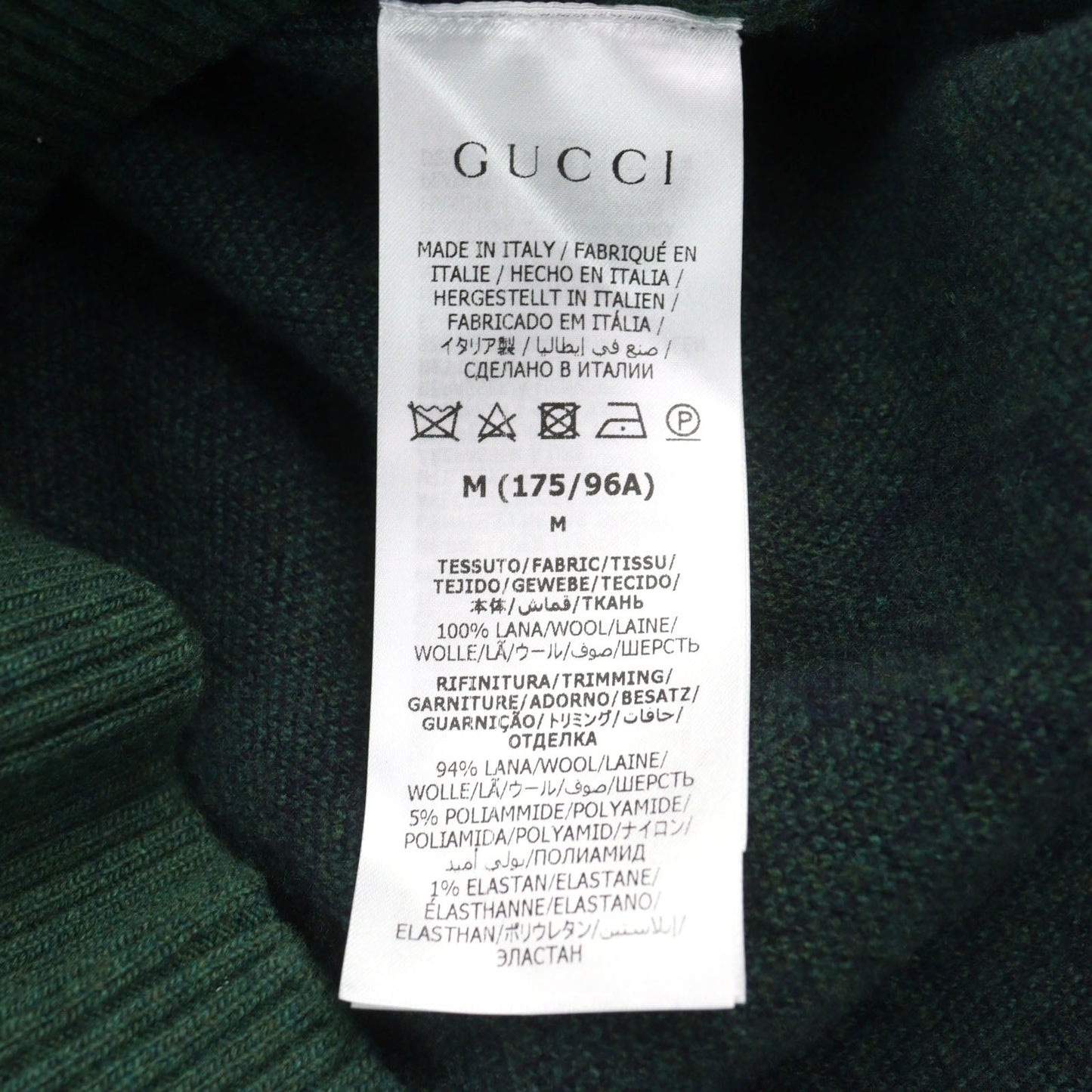 GUCCI knit 678942 Main: 100% wool, part: 94% wool, part: 5% nylon, part: 1% polyurethane Green type All-over pattern mens M Used