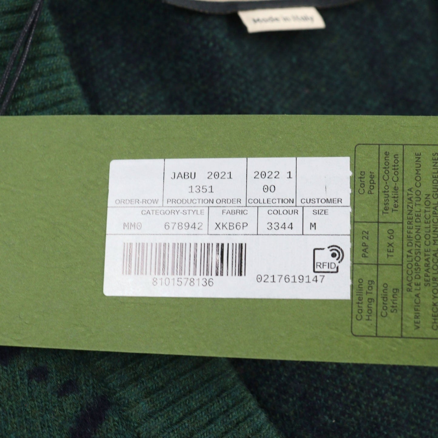 GUCCI knit 678942 Main: 100% wool, part: 94% wool, part: 5% nylon, part: 1% polyurethane Green type All-over pattern mens M Used