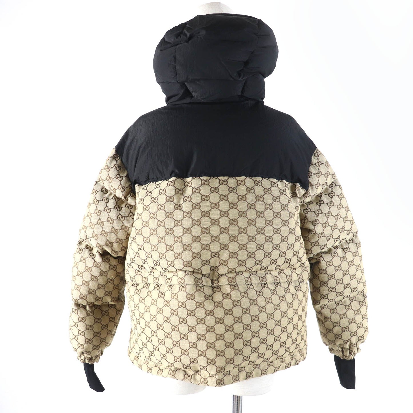 GUCCI Down jacket 761698 Main: 70% cotton, Main: 30% polyester, Main: 100% nylon, Part: 98% nylon, Part: 2% polyurethane beige GG canvas bomber jacket Women 36 Used