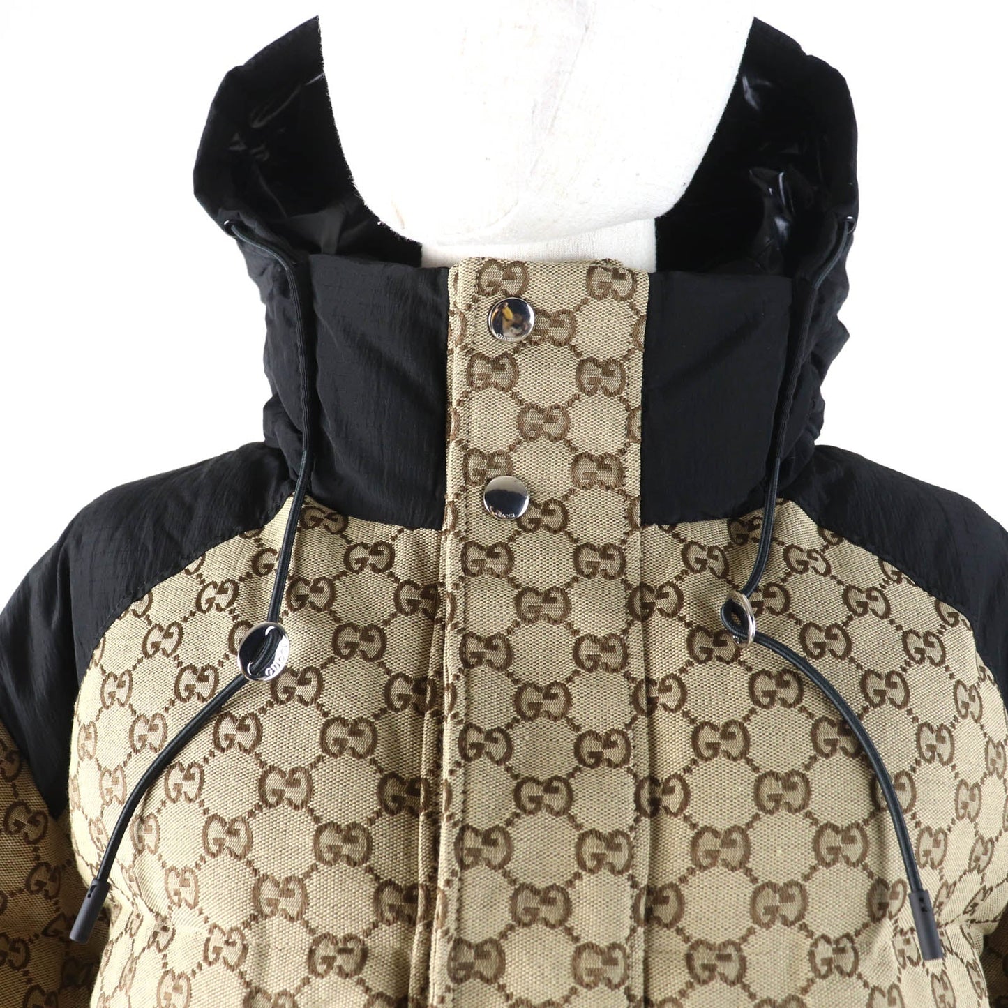 GUCCI Down jacket 761698 Main: 70% cotton, Main: 30% polyester, Main: 100% nylon, Part: 98% nylon, Part: 2% polyurethane beige GG canvas bomber jacket Women 36 Used
