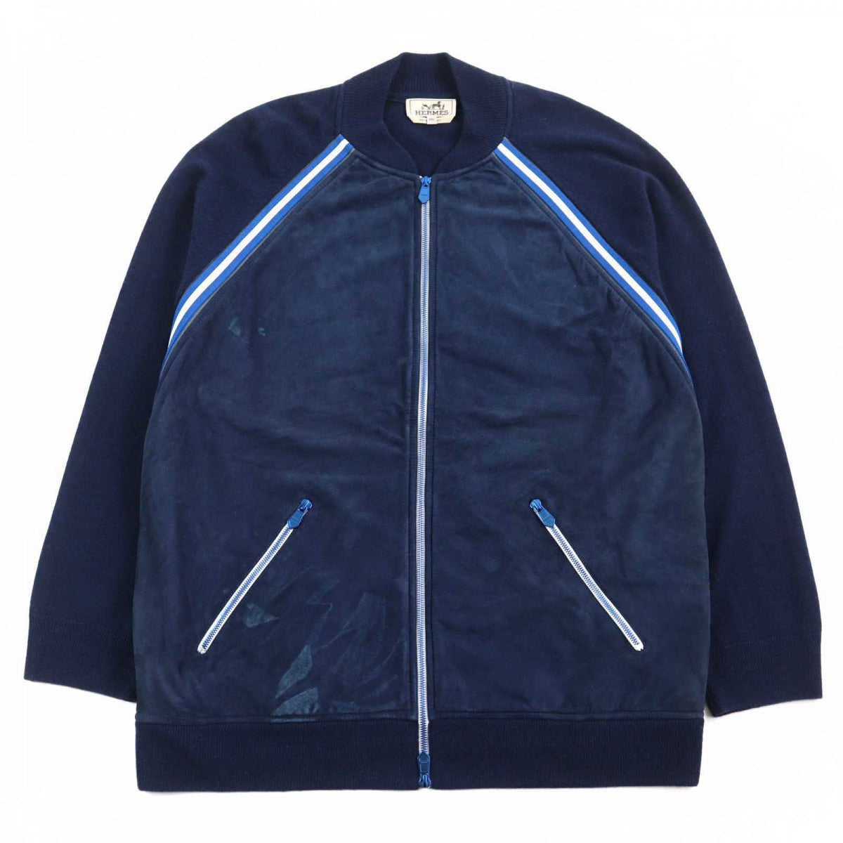 HERMES Jacket wool Navy type XXL