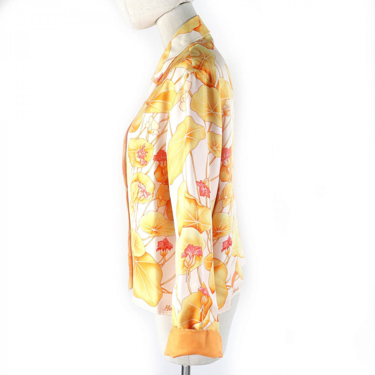HERMES Long sleeve shirt Main: 100% silk Orange type Margiela period Les Capucines Women 38 Used