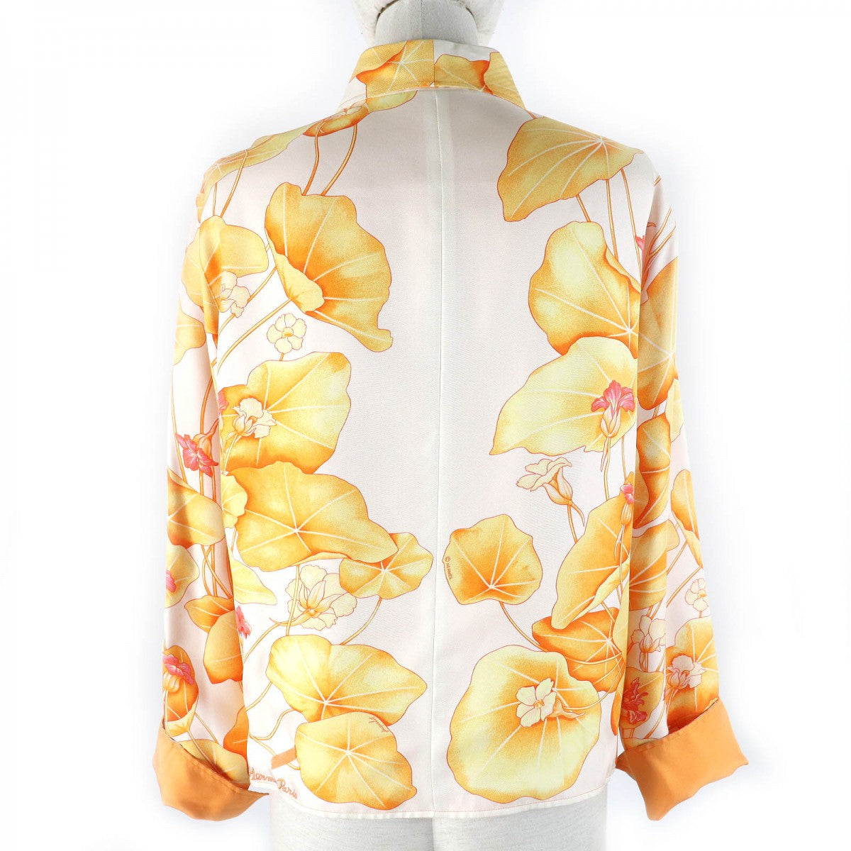 HERMES Long sleeve shirt Main: 100% silk Orange type Margiela period Les Capucines Women 38 Used
