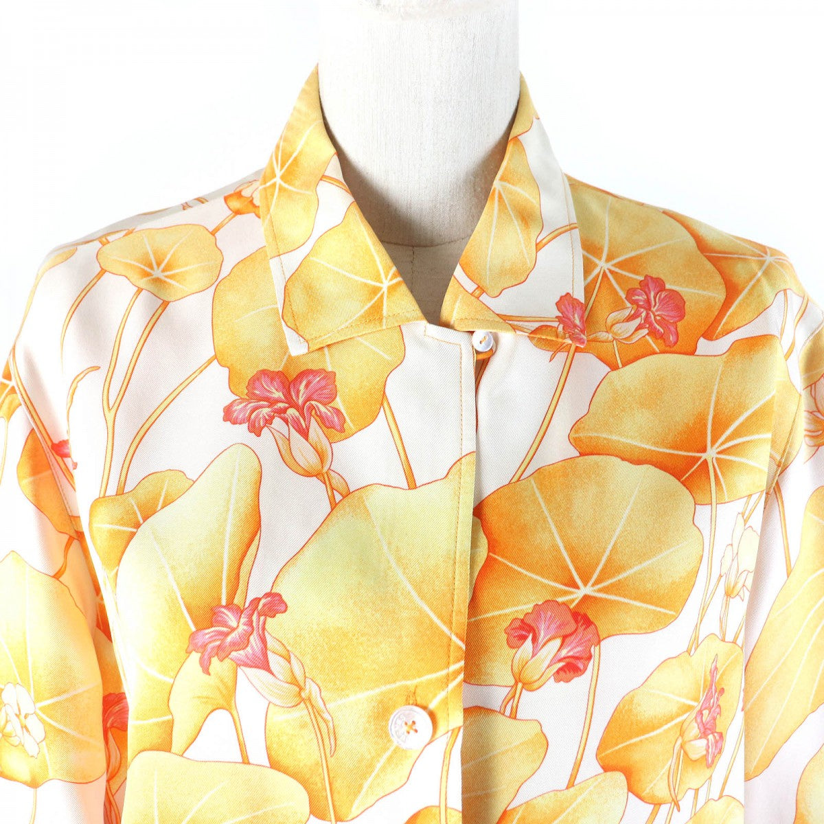HERMES Long sleeve shirt Main: 100% silk Orange type Margiela period Les Capucines Women 38 Used