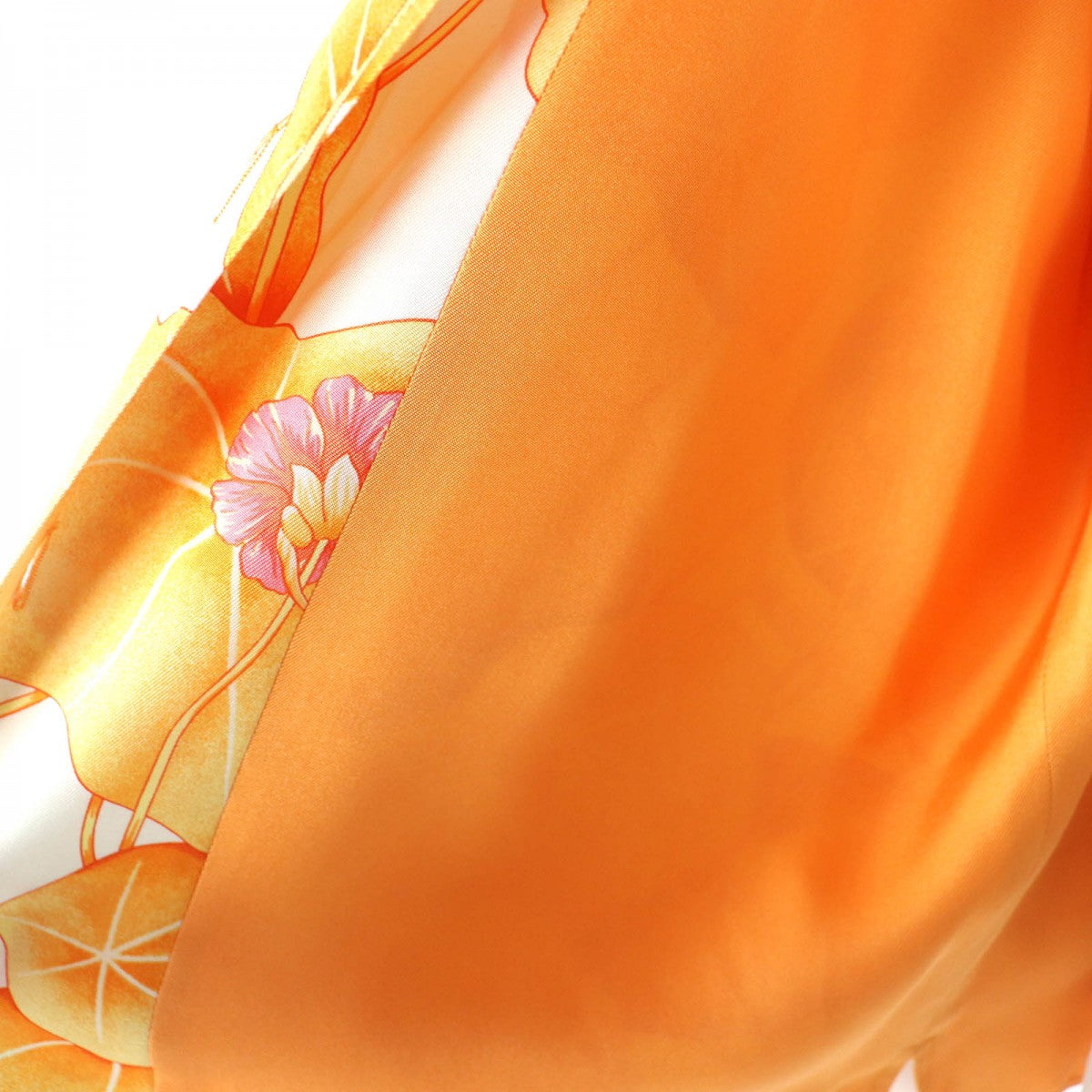 HERMES Long sleeve shirt Main: 100% silk Orange type Margiela period Les Capucines Women 38 Used