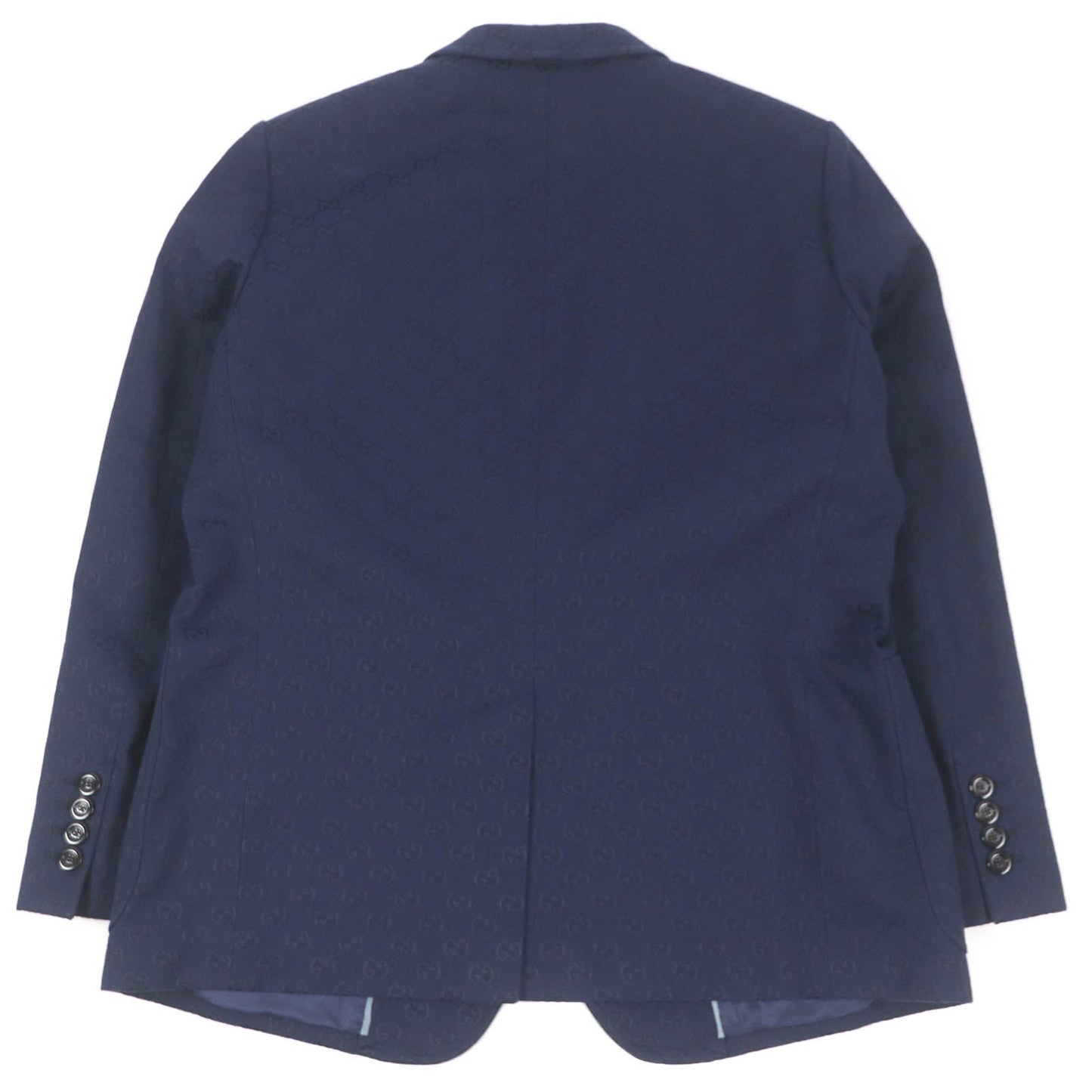 GUCCI tailored jacket 698742 Outer: 70% cotton, Outer: 30% polyester, Lining: 100% rayon, Sleeve lining: 100% cupra Navy GG cotton blend formal jacket mens 54 Used