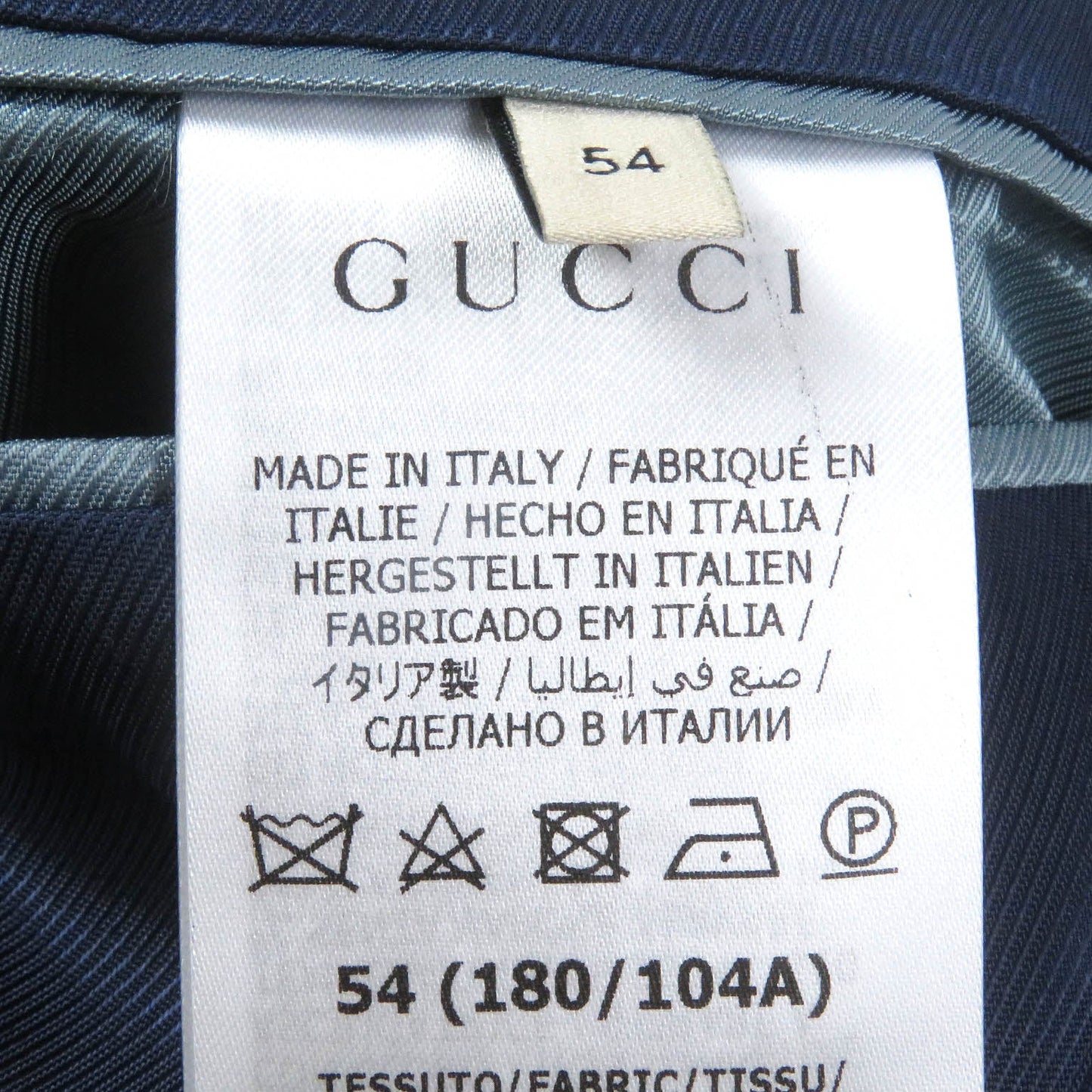 GUCCI tailored jacket 698742 Outer: 70% cotton, Outer: 30% polyester, Lining: 100% rayon, Sleeve lining: 100% cupra Navy GG cotton blend formal jacket mens 54 Used