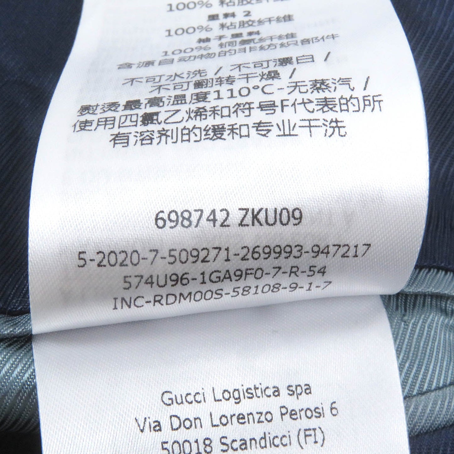 GUCCI tailored jacket 698742 Outer: 70% cotton, Outer: 30% polyester, Lining: 100% rayon, Sleeve lining: 100% cupra Navy GG cotton blend formal jacket mens 54 Used