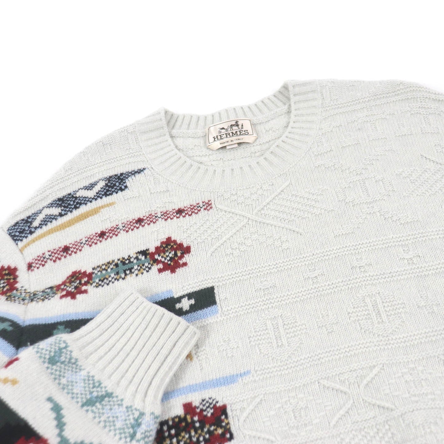 HERMES knit Main: 55% wool, 43% cashmere, 2% nylon Light gray Couleurs en cours mens S Used