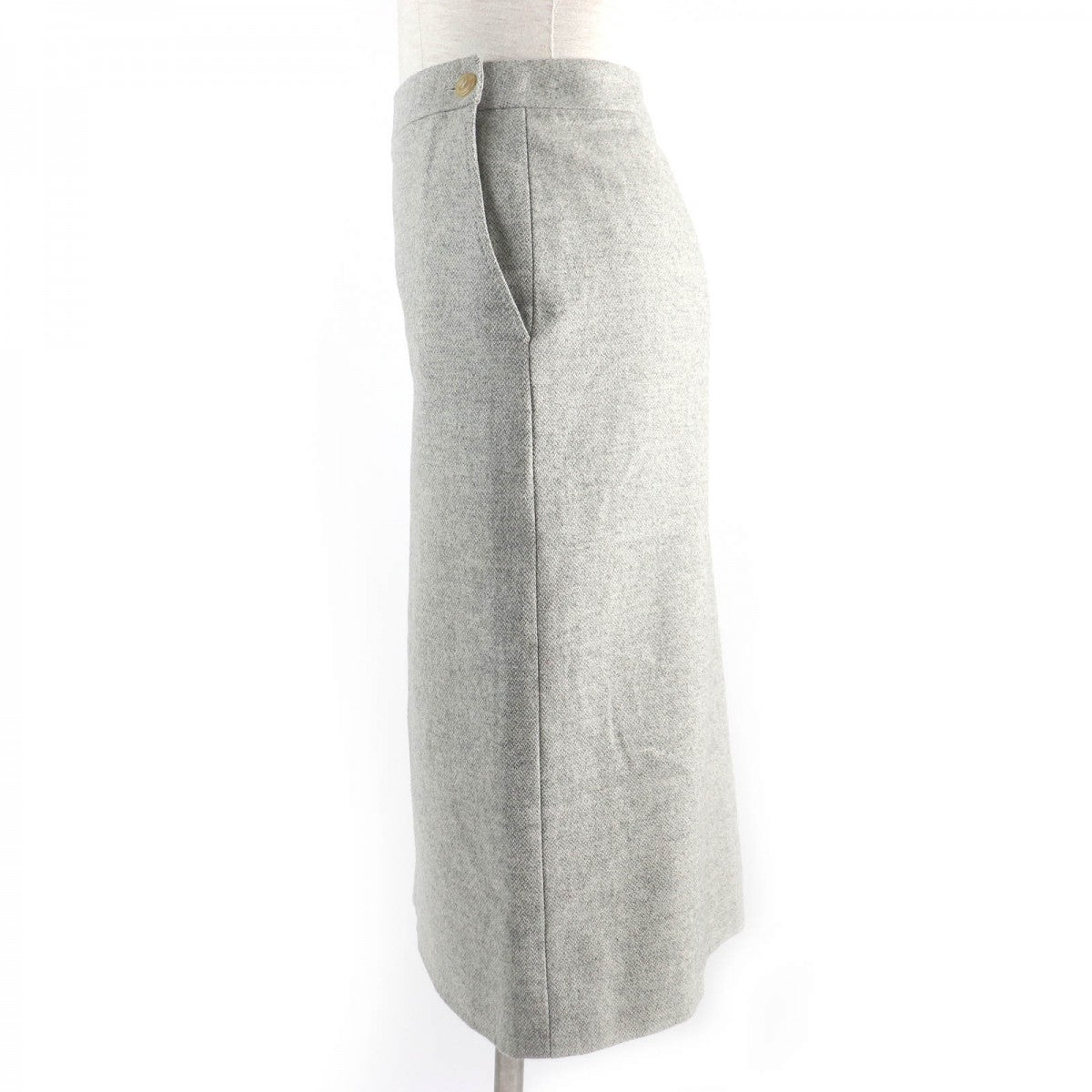 HERMES skirt Outer: 85% wool, Outer: 15% cashmere, Lining: 100% silk Light gray Women 38 Used