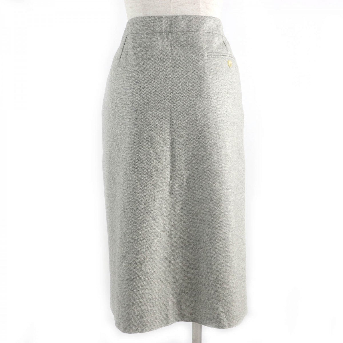 HERMES skirt Outer: 85% wool, Outer: 15% cashmere, Lining: 100% silk Light gray Women 38 Used