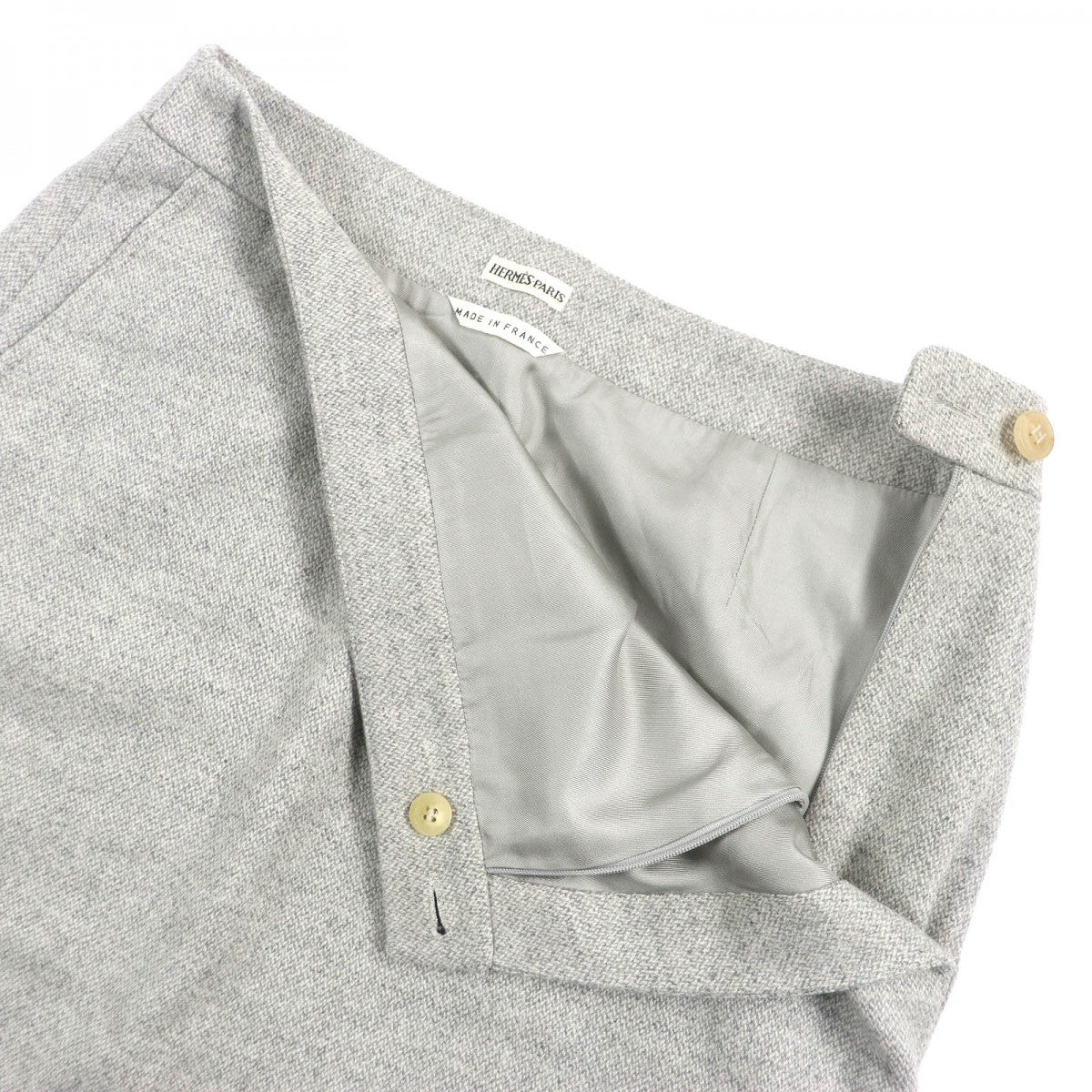 HERMES skirt Outer: 85% wool, Outer: 15% cashmere, Lining: 100% silk Light gray Women 38 Used