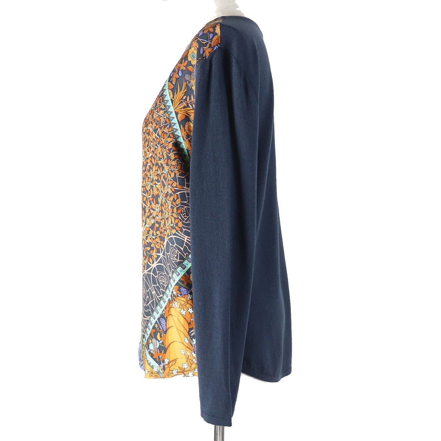 HERMES knit Outer: 100% silk, Main: 100% wool Navy multi-color Women M Used