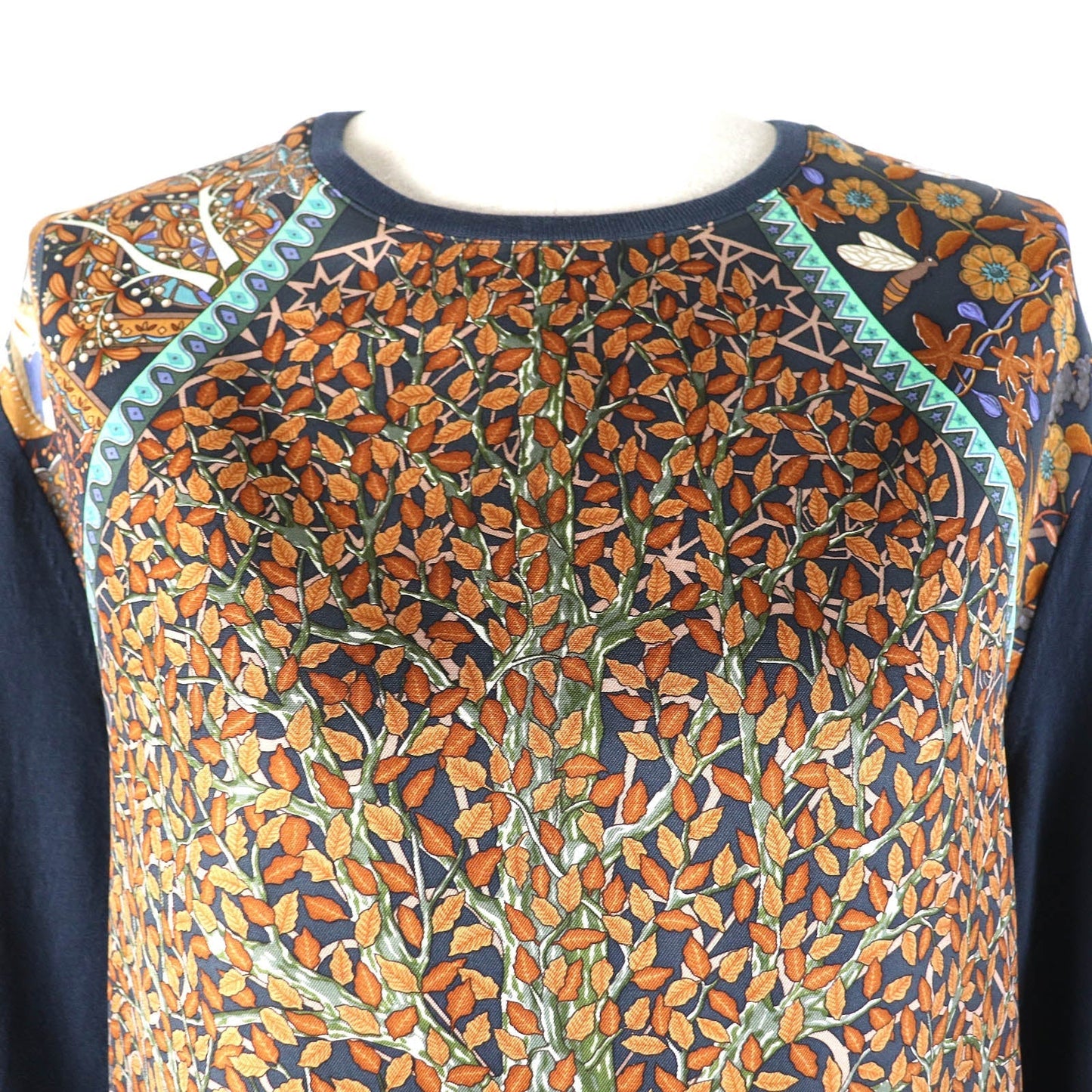 HERMES knit Outer: 100% silk, Main: 100% wool Navy multi-color Women M Used
