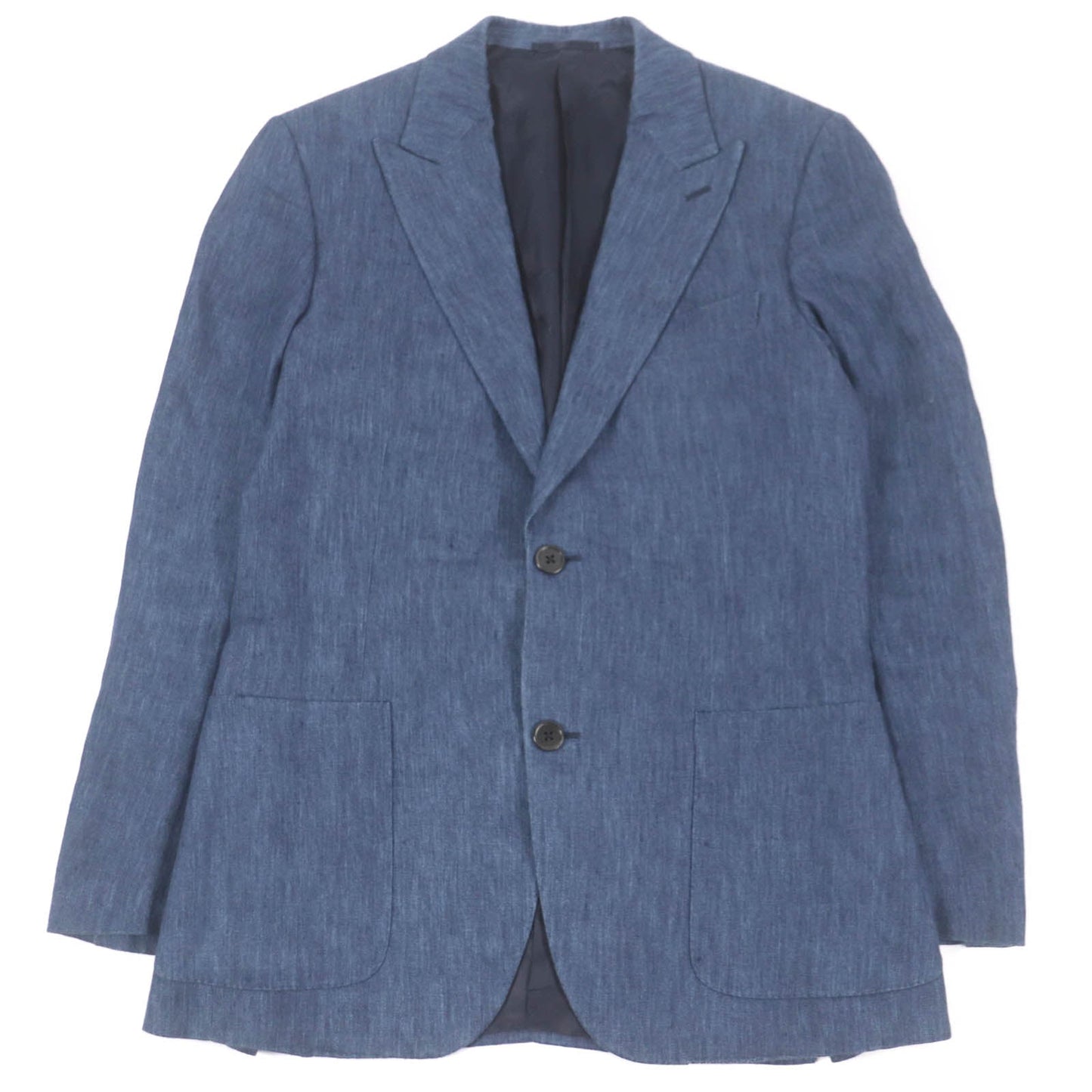 HERMES tailored jacket Outer: 100% linen, lining: 100% cupra blue mens 46 Used