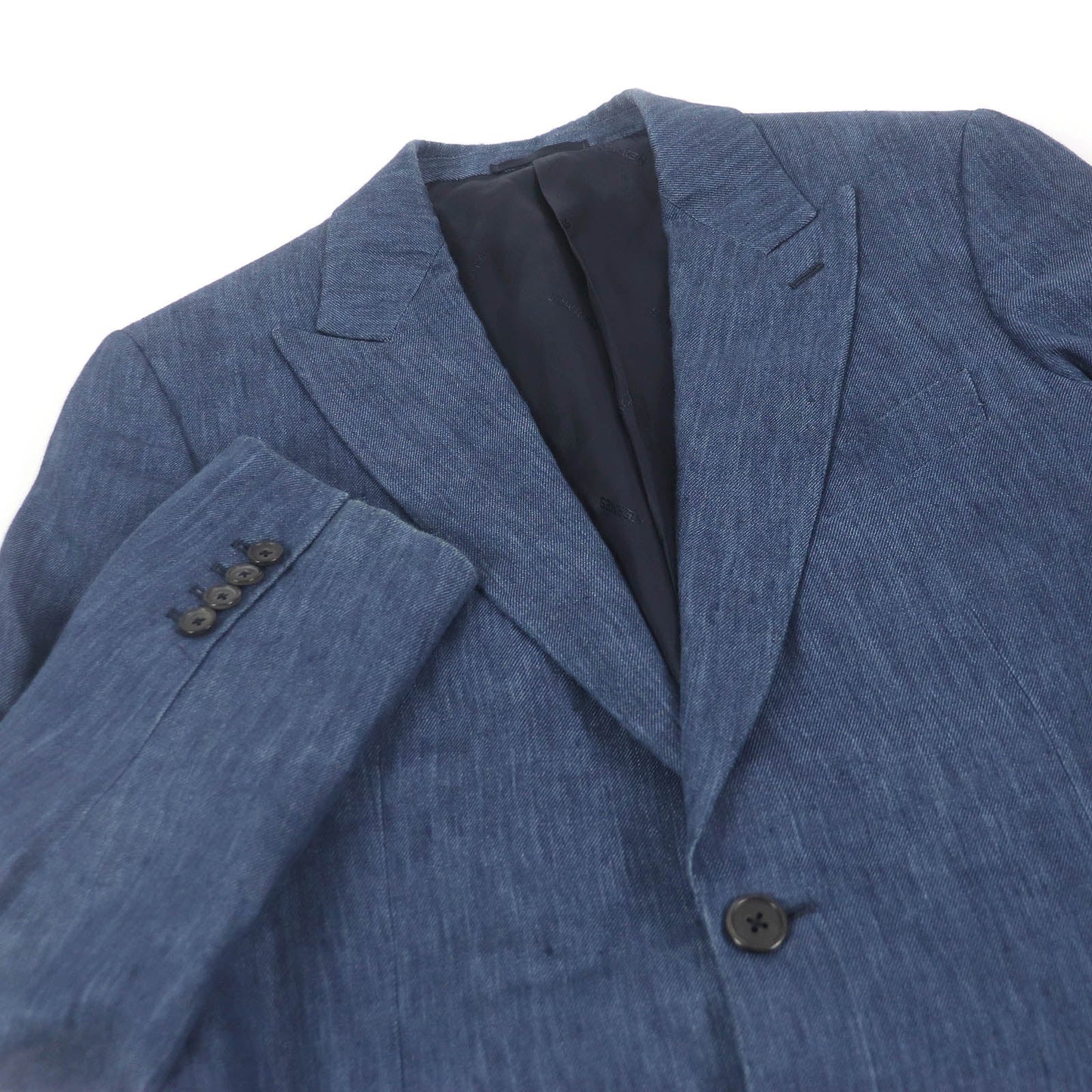 HERMES tailored jacket Outer: 100% linen, lining: 100% cupra blue mens 46 Used