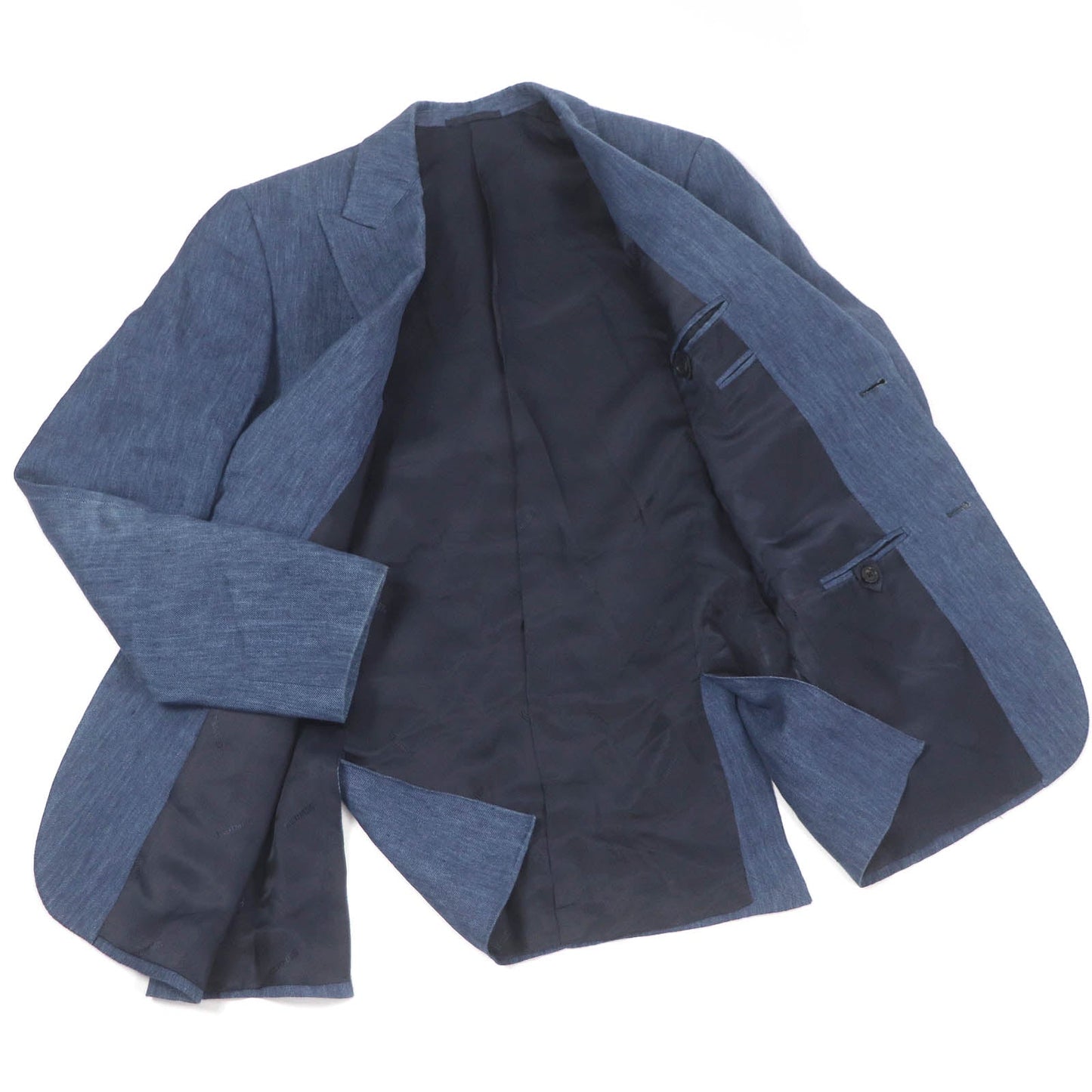 HERMES tailored jacket Outer: 100% linen, lining: 100% cupra blue mens 46 Used
