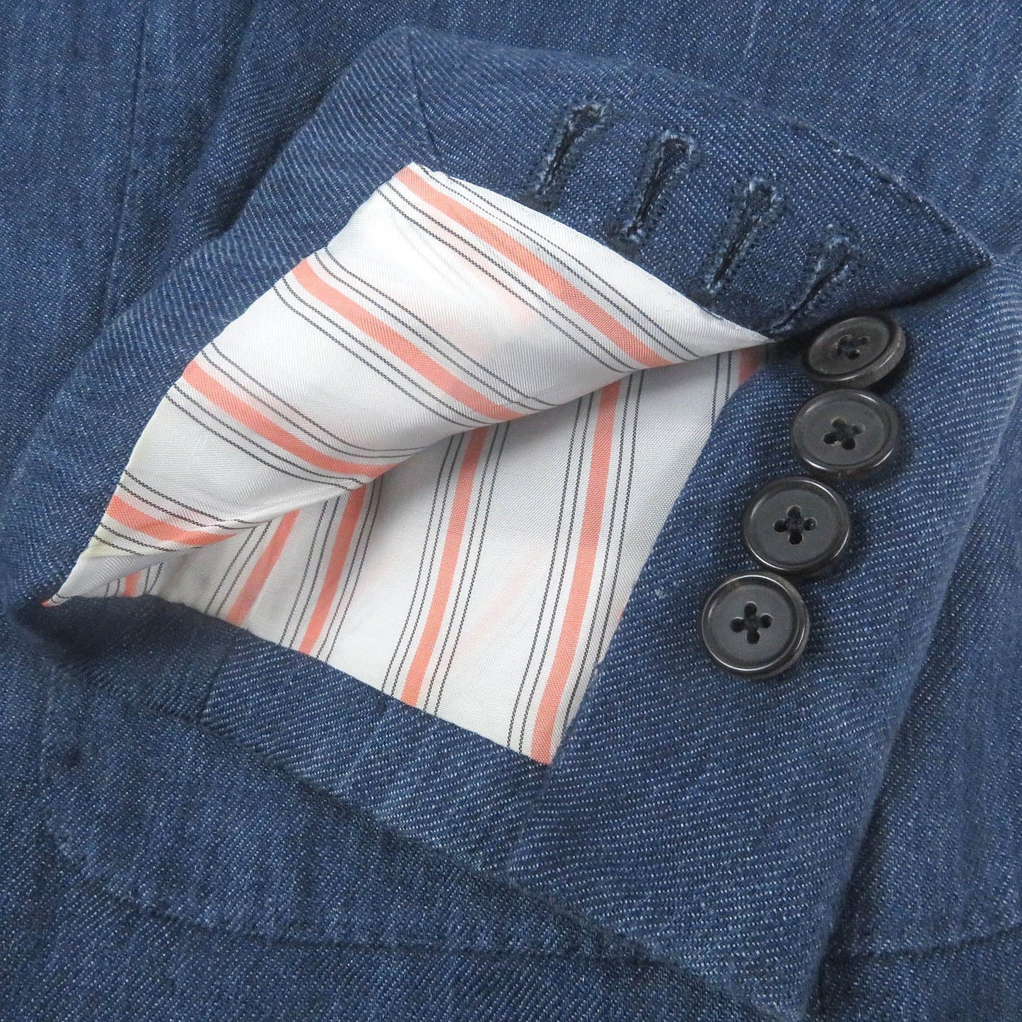 HERMES tailored jacket Outer: 100% linen, lining: 100% cupra blue mens 46 Used