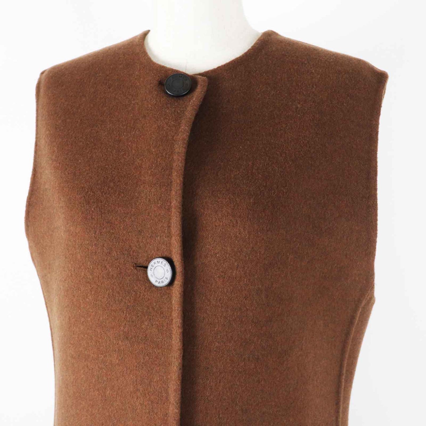 HERMES Best 3H0198DB Main: 100% cashmere Brown Women 38 Used