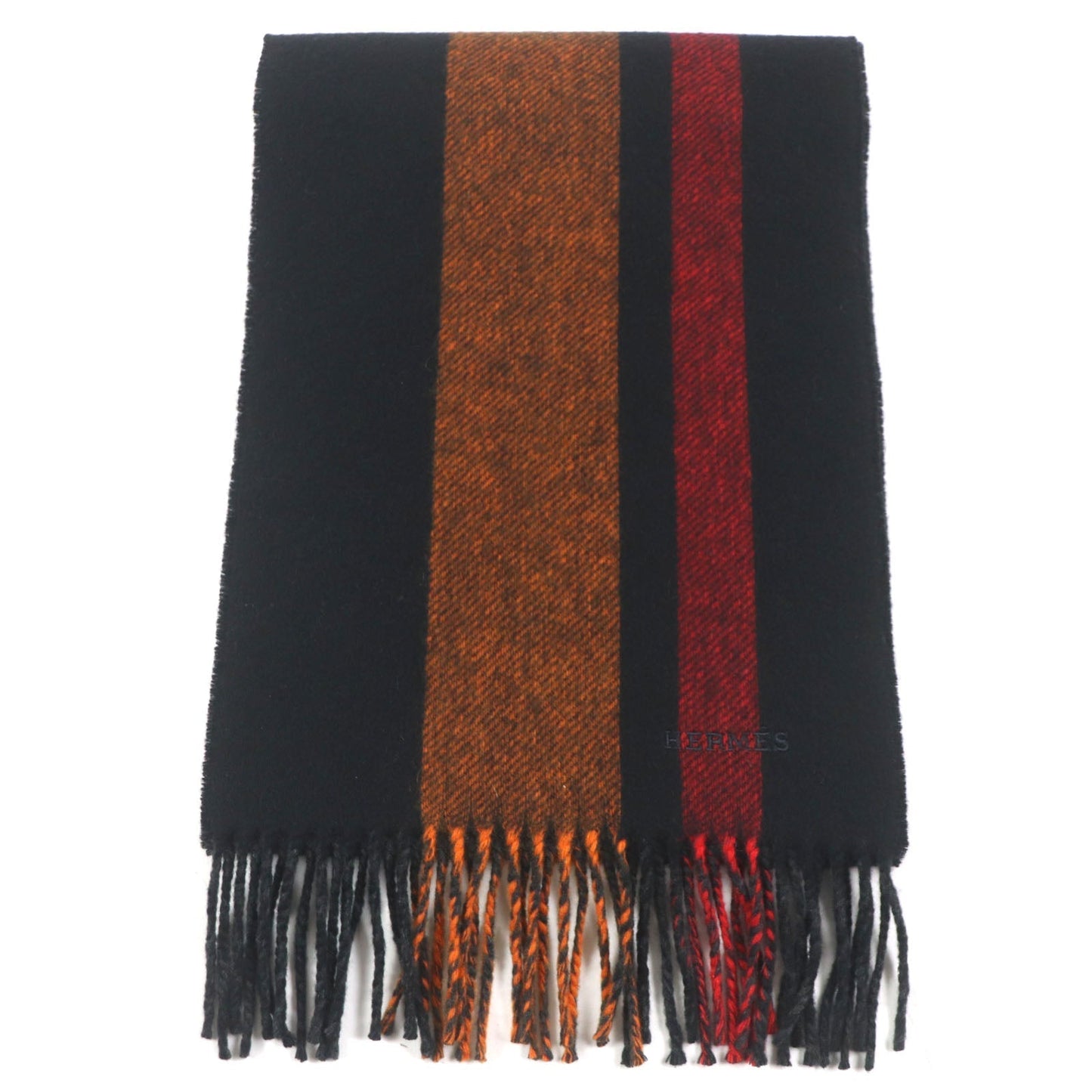 HERMES Scarf Main: 100% cashmere Black Grey mens Used