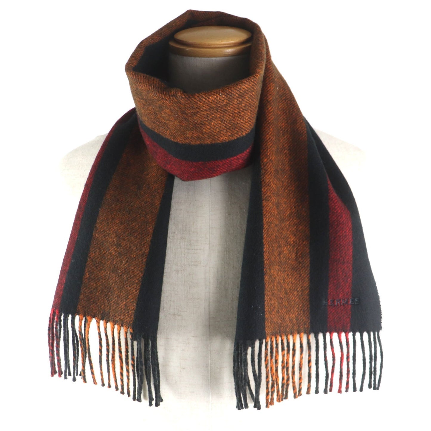HERMES Scarf Main: 100% cashmere Black Grey mens Used