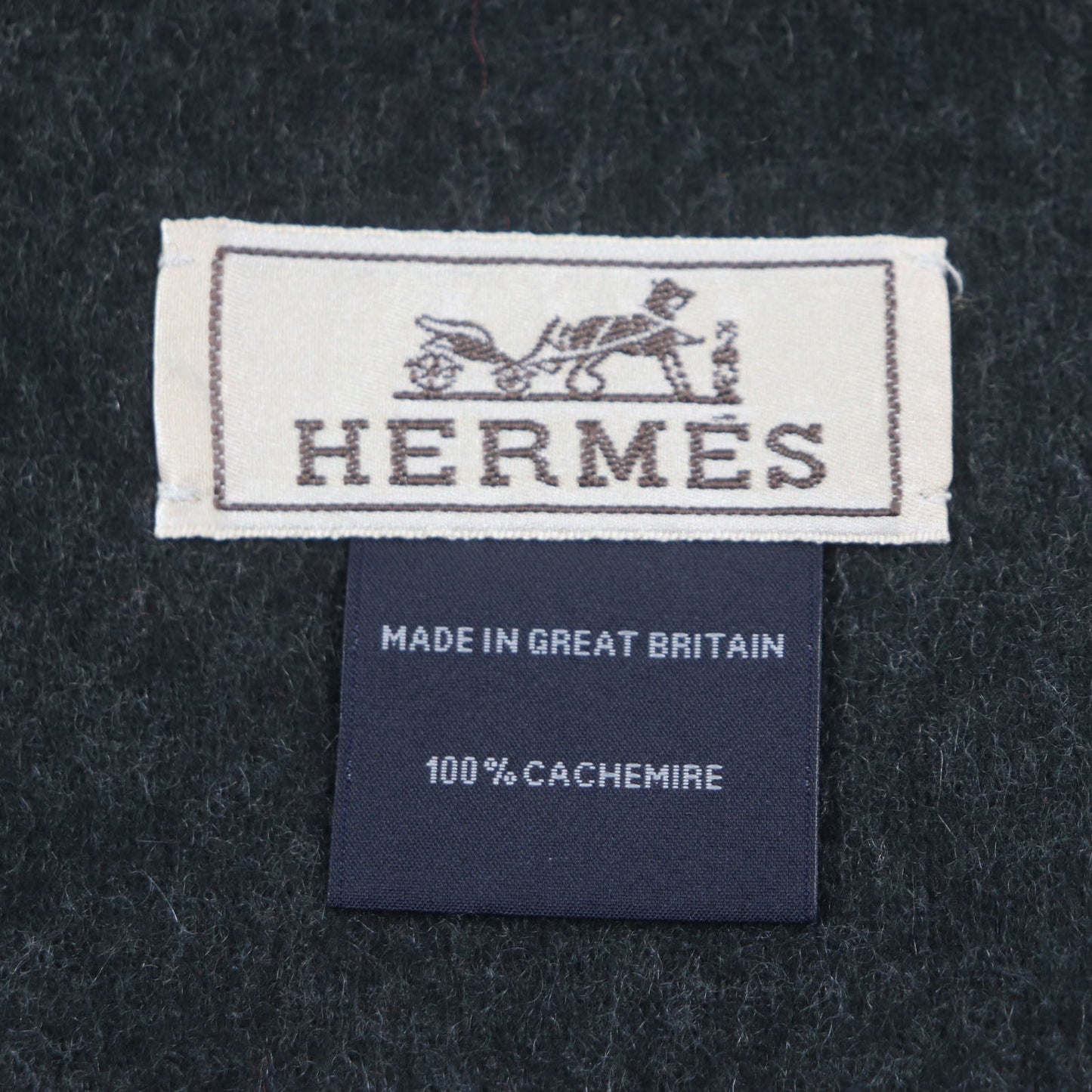 HERMES Scarf Main: 100% cashmere Black Grey mens Used