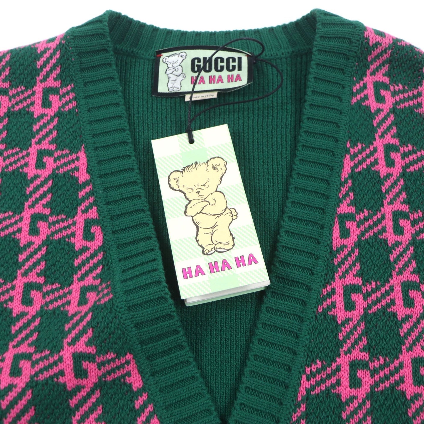 GUCCI Best 711573 Main: 71% wool, Main: 29% cotton, Outer: 100% wool Green pink HA HA HA mens M Used