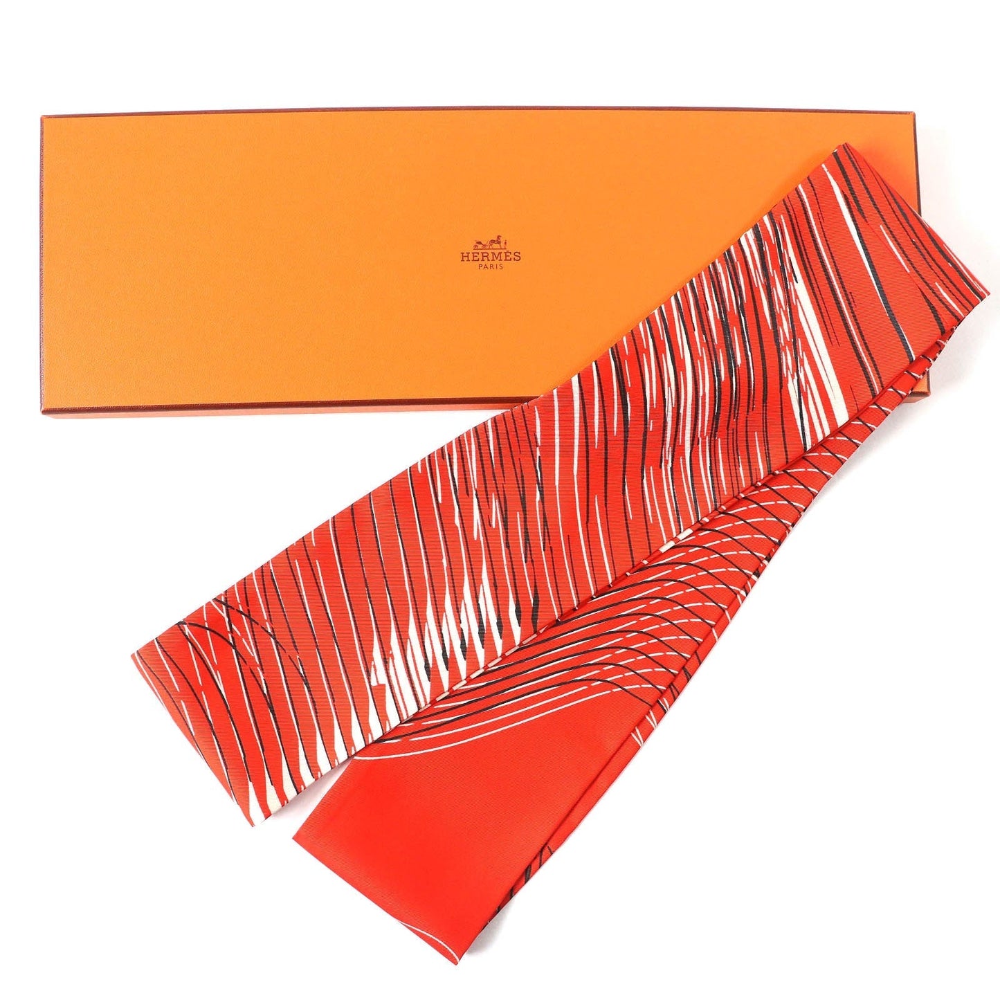 HERMES Other fashion goods Main: 100% silk Orange White Black Women Used