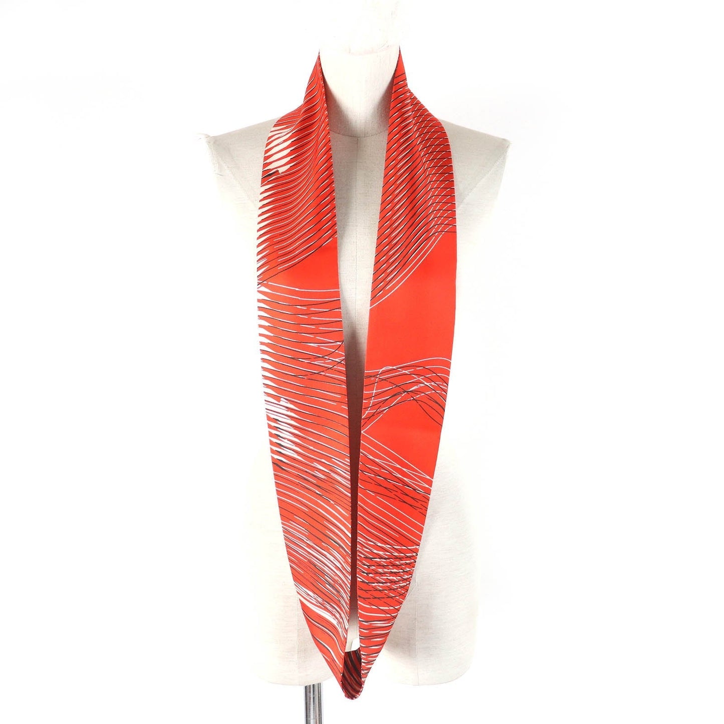 HERMES Other fashion goods Main: 100% silk Orange White Black Women Used