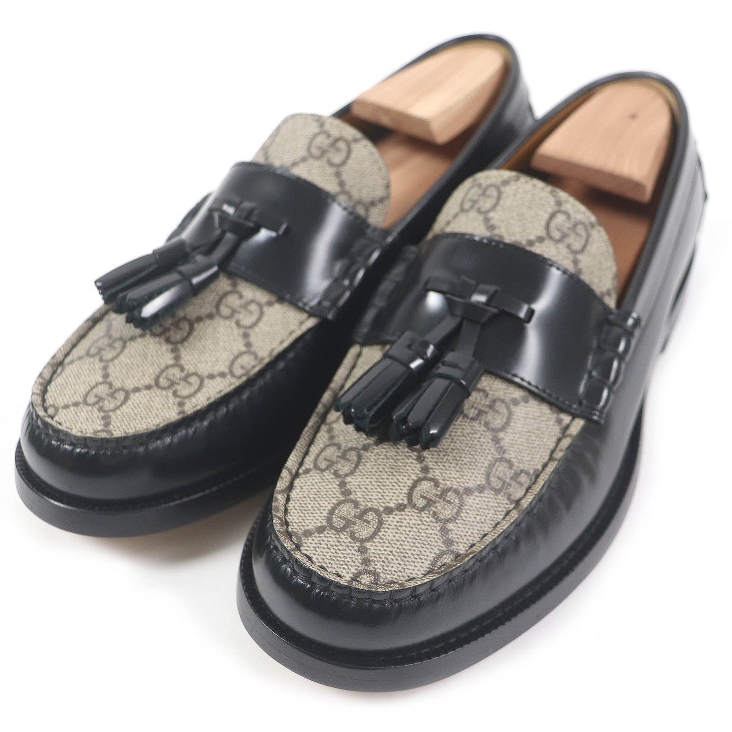 GUCCI loafers 673817 Main: GG canvas, Main: Leather Beige black mens 5.5 Used
