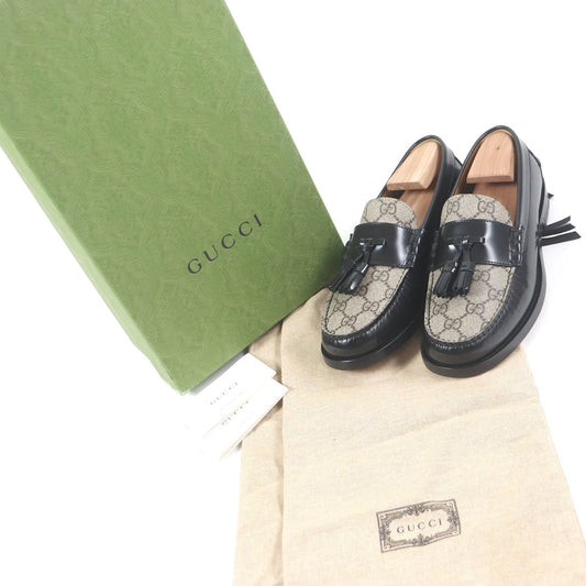 GUCCI loafers 673817 Main: GG canvas, Main: Leather Beige black mens 5.5 Used