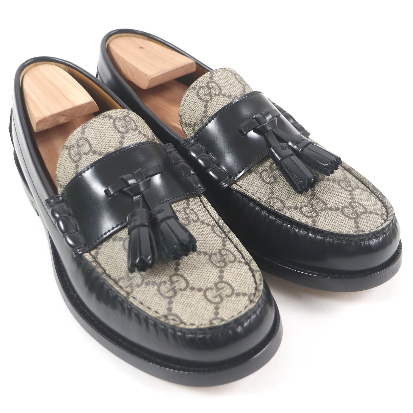 GUCCI loafers 673817 Main: GG canvas, Main: Leather Beige black mens 5.5 Used