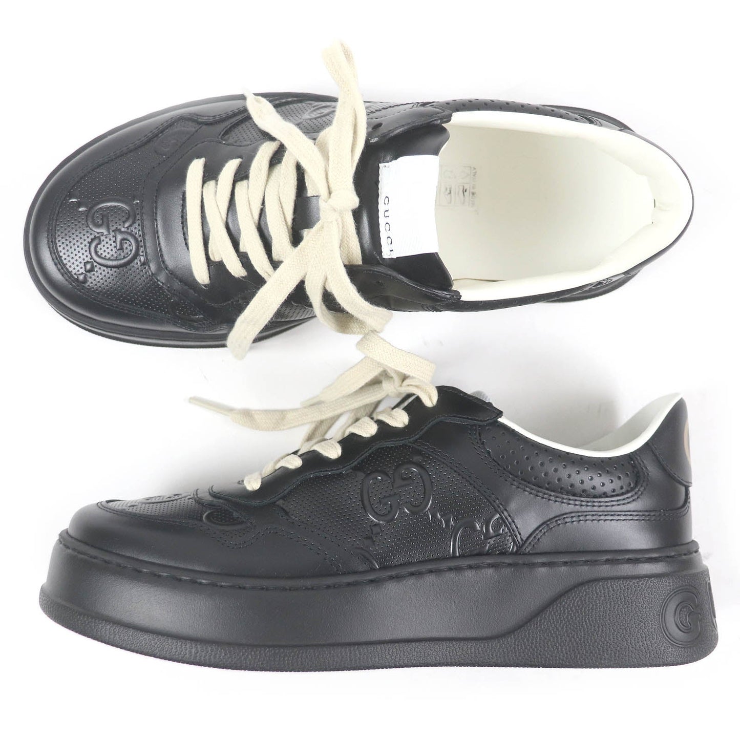 GUCCI sneakers 669582 Main: Leather black mens 6 Used