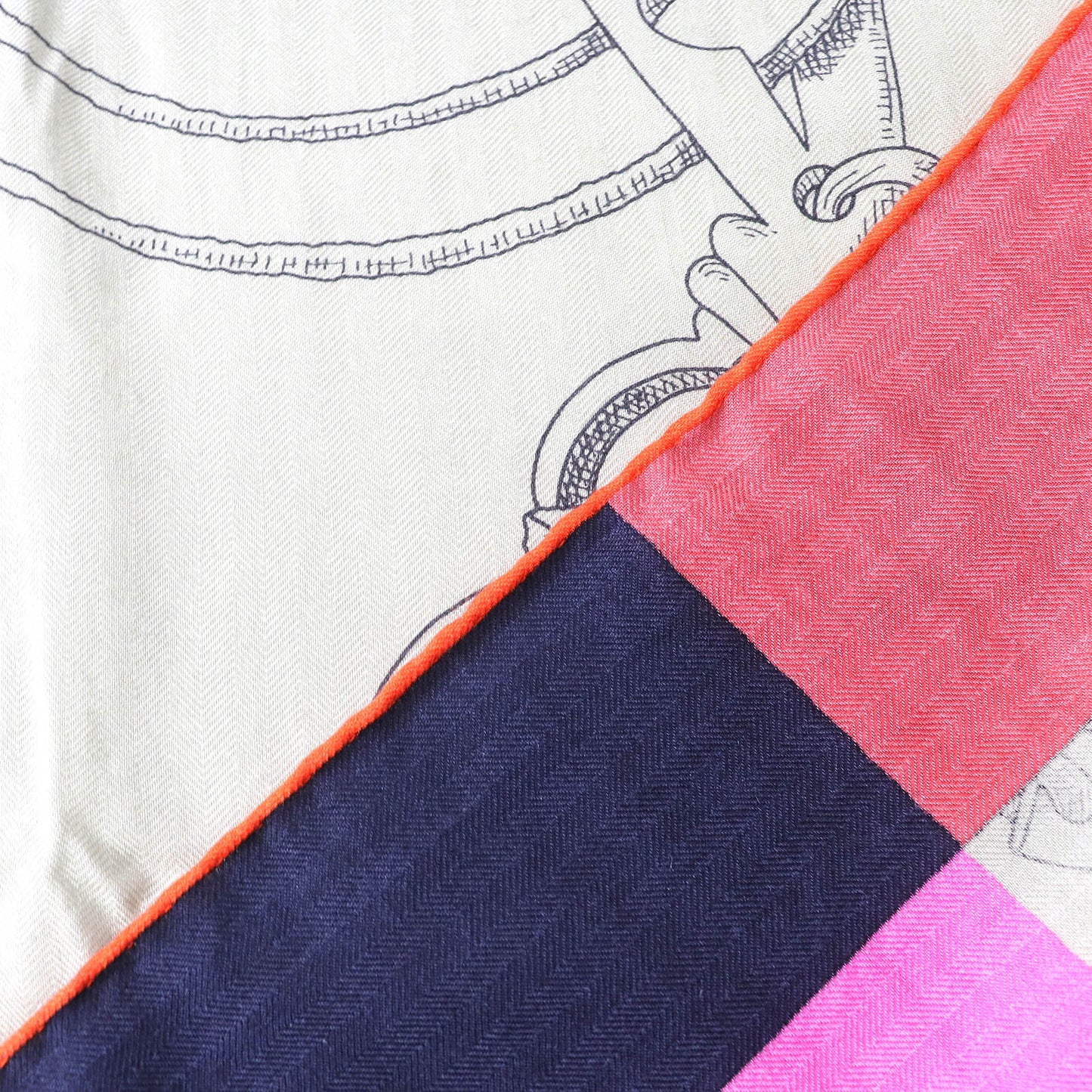 HERMES scarf H243685S Main: 70% cashmere, Main: 30% silk MARINE/ROSE VIF/VE Instructions for the Royal Bayadere Women Used