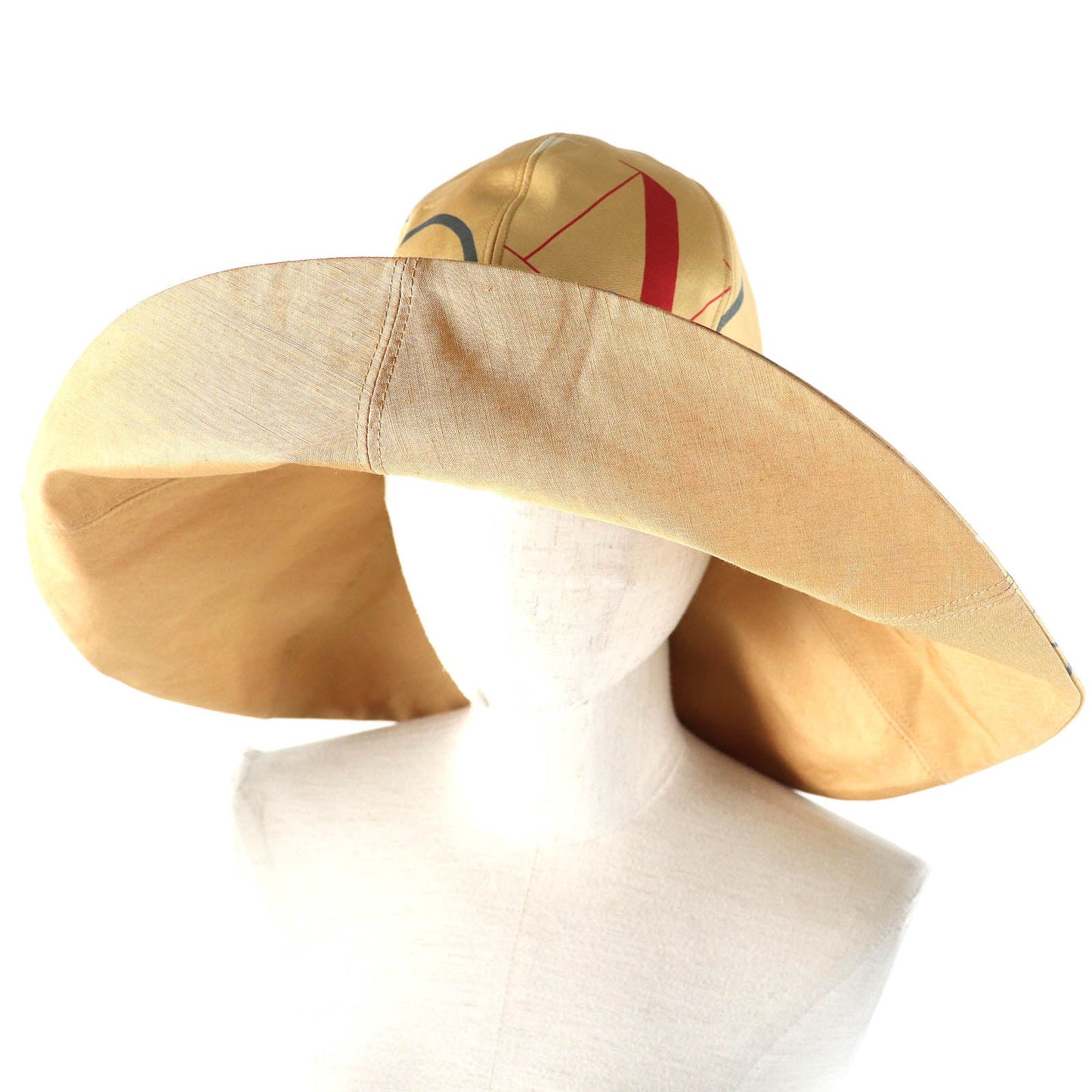 HERMES hat Outer: 100% silk, Lining: 50% linen, Lining: 50% silk Beige multicolor Women Used