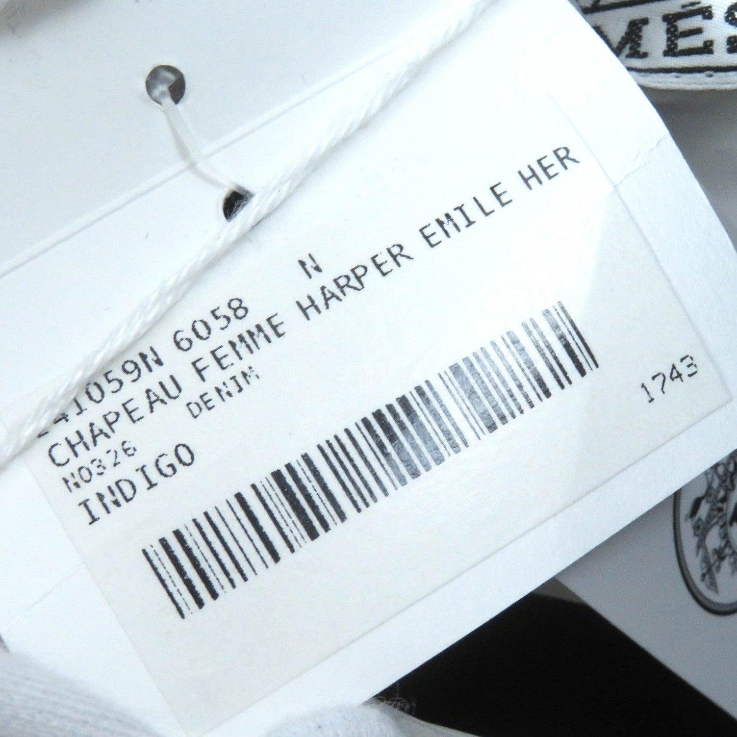 HERMES hat H241059N Outer: 100% cotton, Lining: 54% cotton, Lining: 46% silk, Part: 56% cotton, Part: 44% rayon Indigo blue Harper Emile Women 58 Used