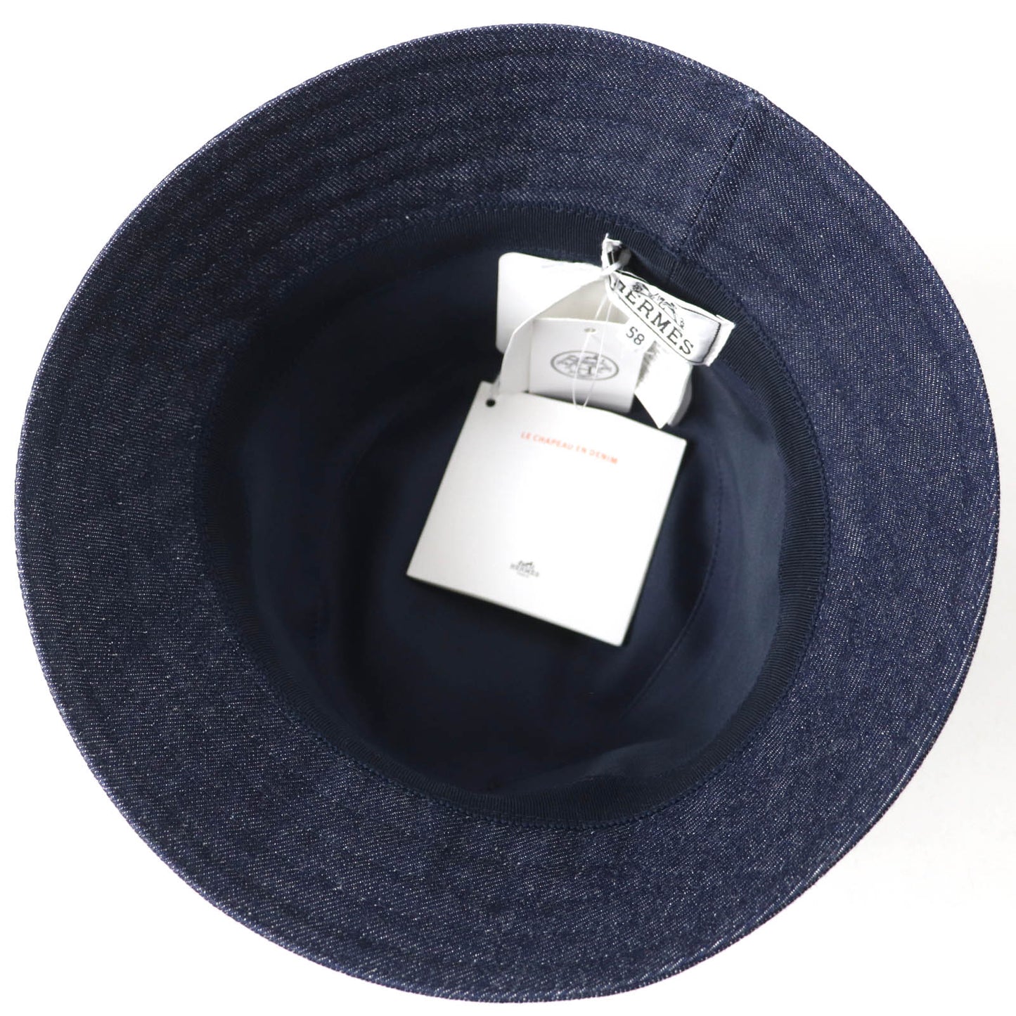 HERMES hat H241059N Outer: 100% cotton, Lining: 54% cotton, Lining: 46% silk, Part: 56% cotton, Part: 44% rayon Indigo blue Harper Emile Women 58 Used