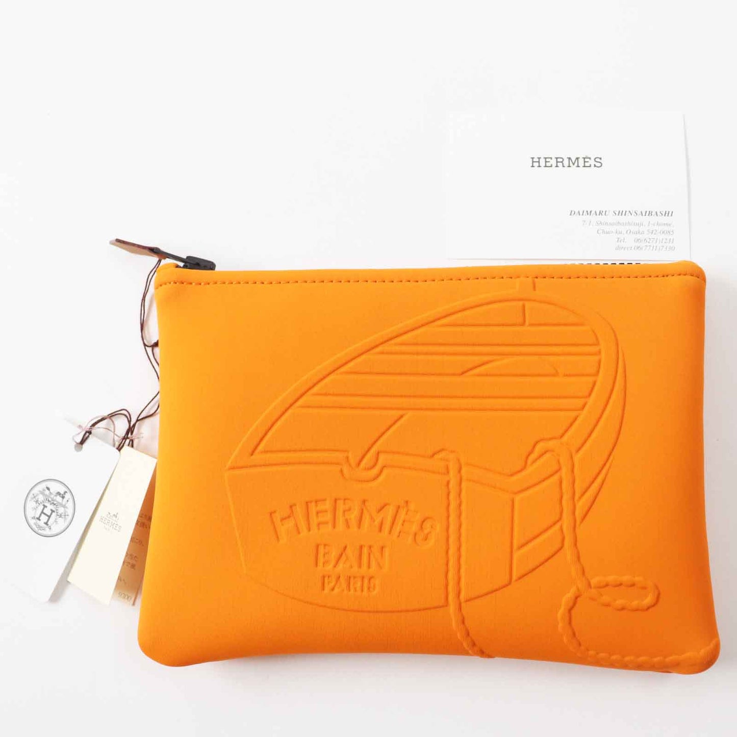 HERMES Pouch Main: Polyamide, Main: Elastane, Lining: Cotton, Part: Leather Orange Neoban Thalassa PM Women Used