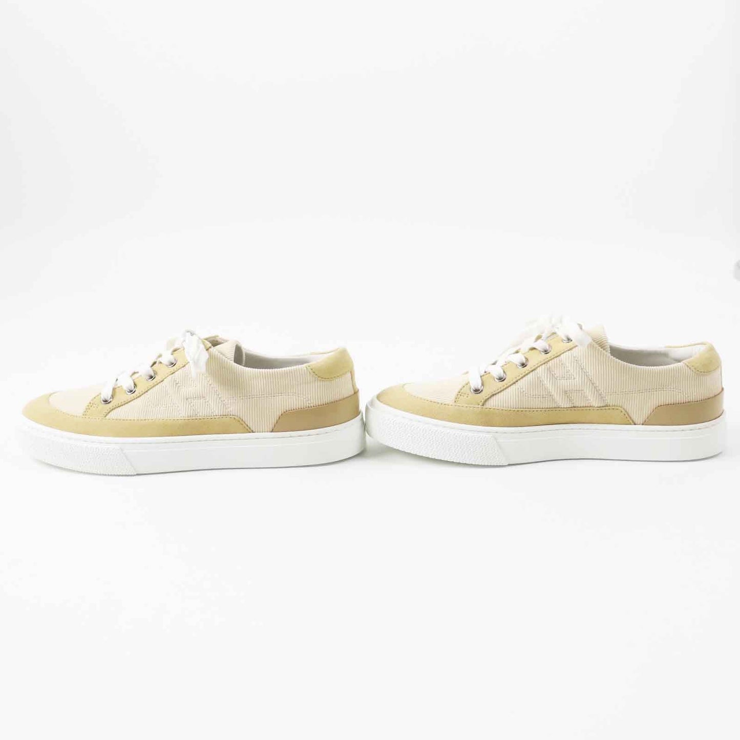 HERMES sneakers Main: Corduroy, Main: Suede leather Beige white deep Women 39 Used