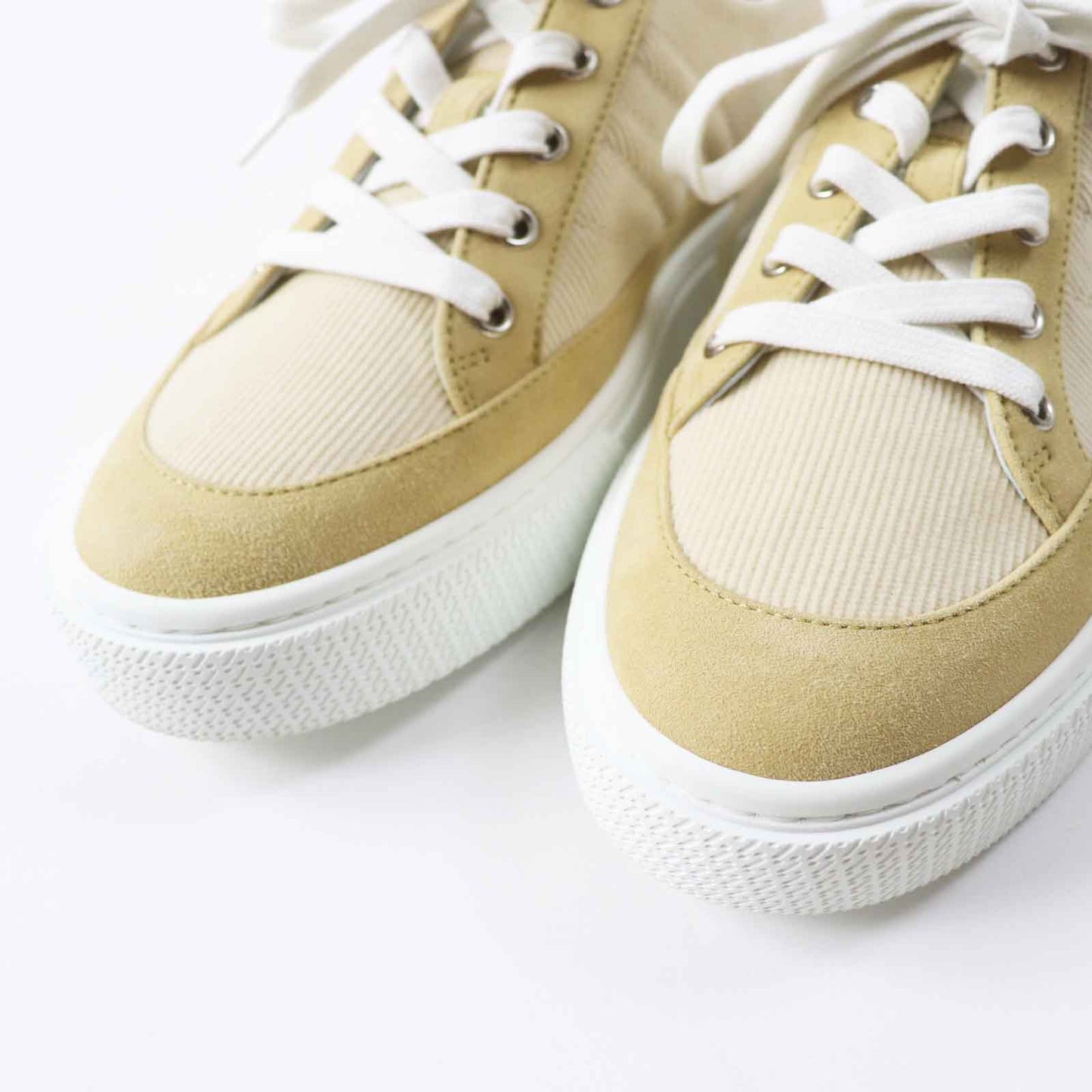 HERMES sneakers Main: Corduroy, Main: Suede leather Beige white deep Women 39 Used