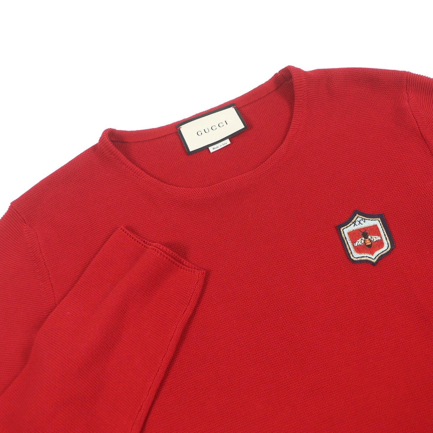 GUCCI knit 496449 Main: 100% cotton, some metal fibers, some polyester, some rayon Red mens L Used