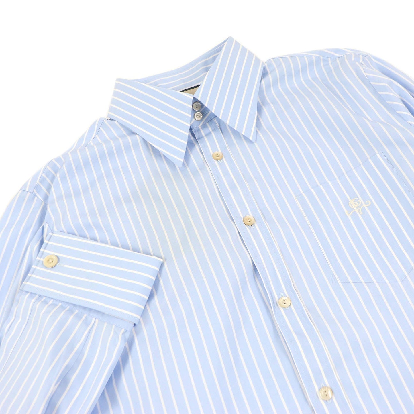 GUCCI Long sleeve shirt 680788 Main: 100% cotton, Part: 100% polyester blue mens 41 Used