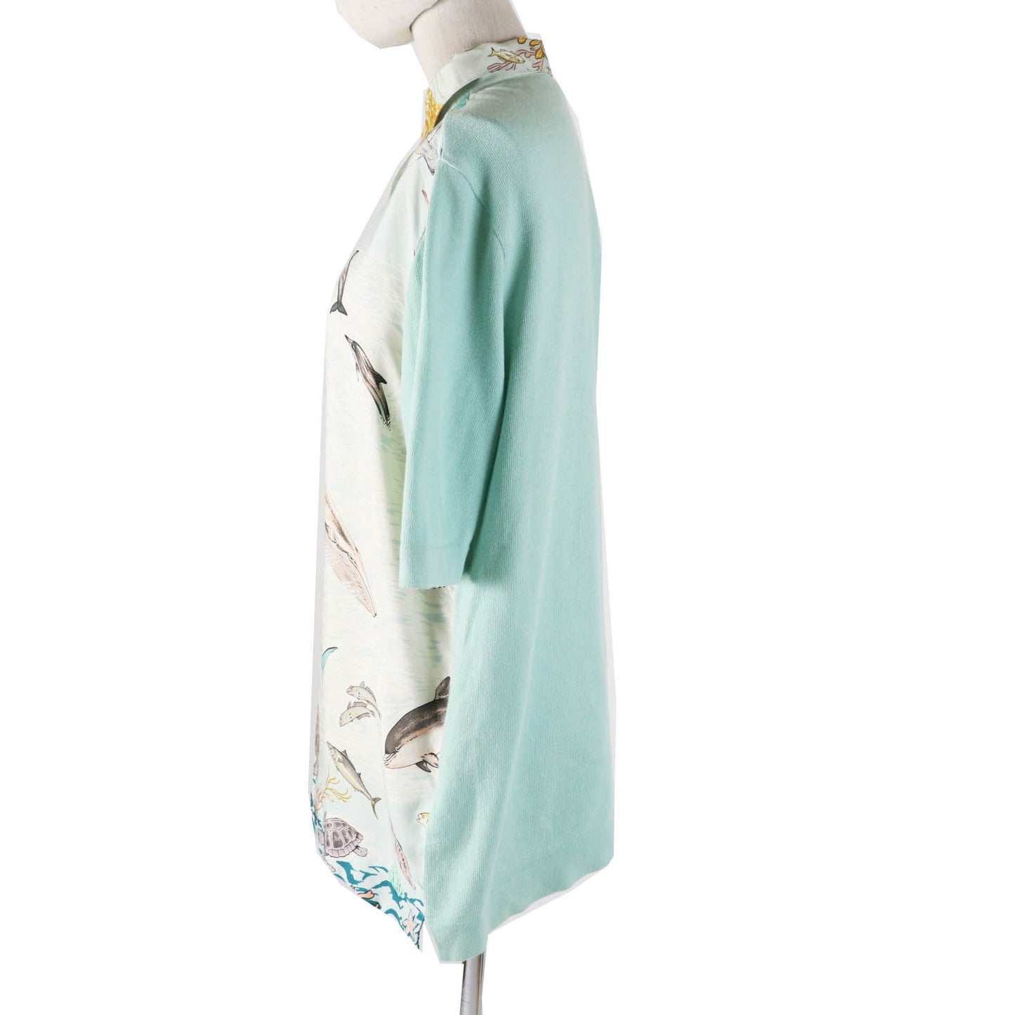 HERMES Short sleeve polo shirt Outer material: 100% silk, Outer material: 85% cotton, Outer material: 15% cashmere Light blue type The Precious Life of the Mediterranean Women M Used