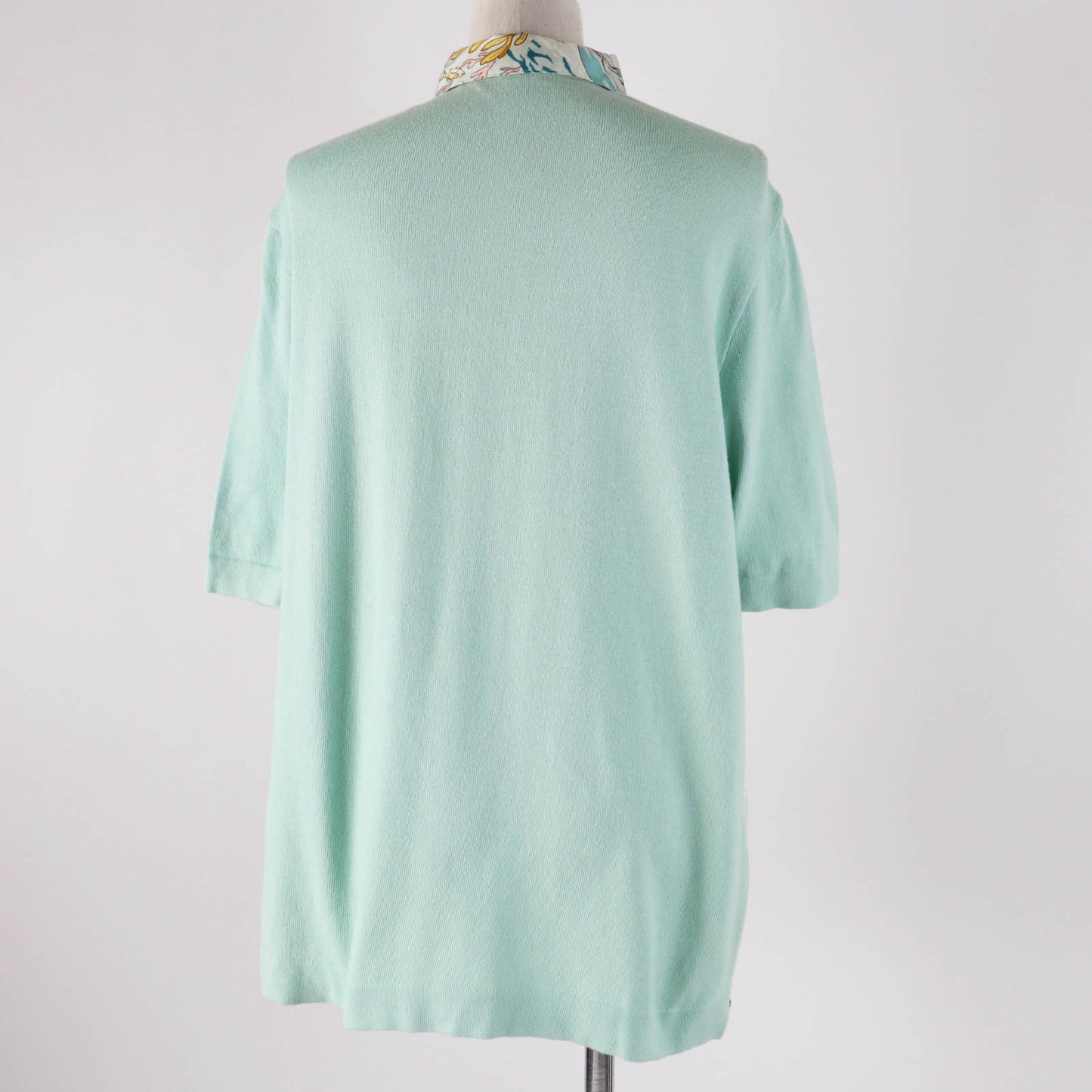 HERMES Short sleeve polo shirt Outer material: 100% silk, Outer material: 85% cotton, Outer material: 15% cashmere Light blue type The Precious Life of the Mediterranean Women M Used