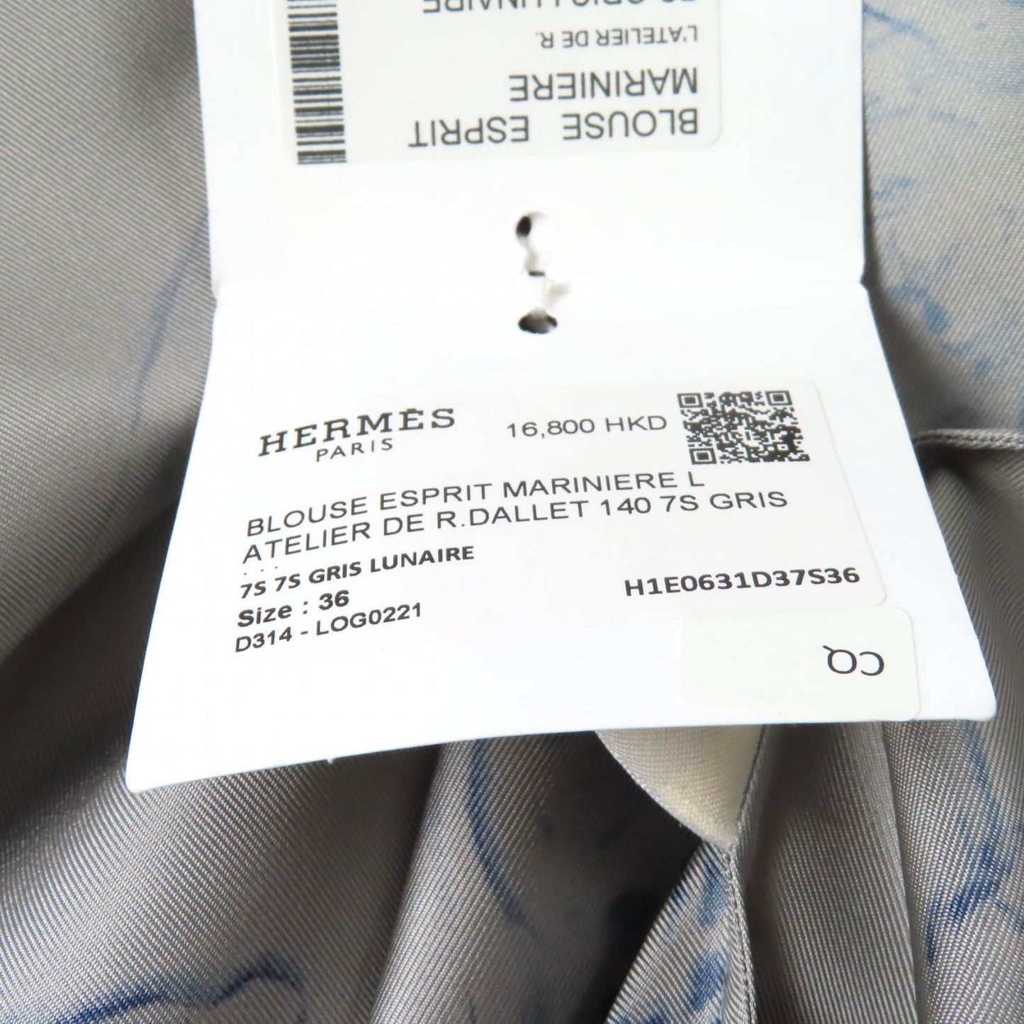 HERMES tops Main: 100% silk Gray navy Women 36 Used
